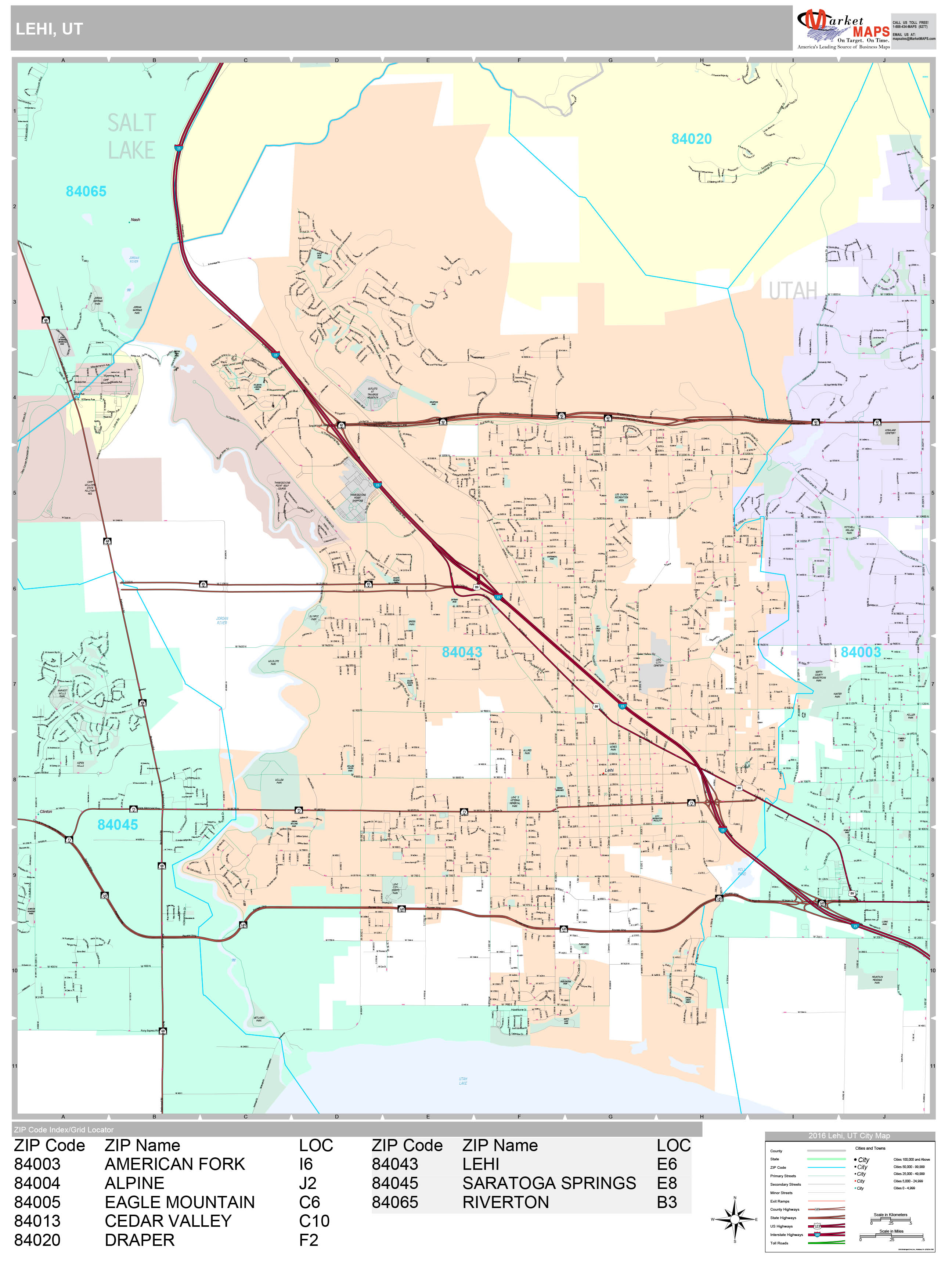 Lehi Utah Wall Map (Premium Style) by MarketMAPS - MapSales