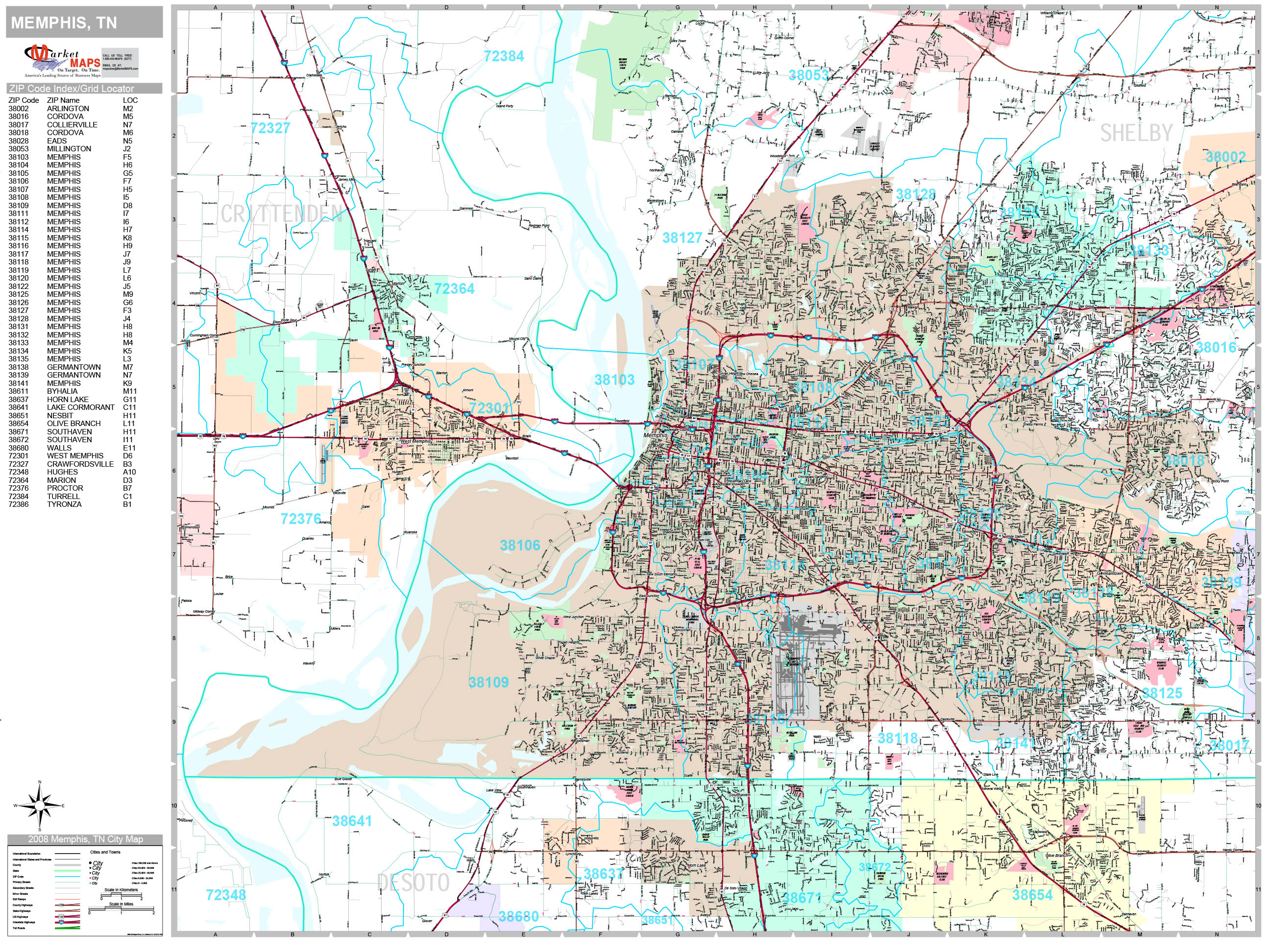 memphis-tennessee-wall-map-premium-style-by-marketmaps-mapsales