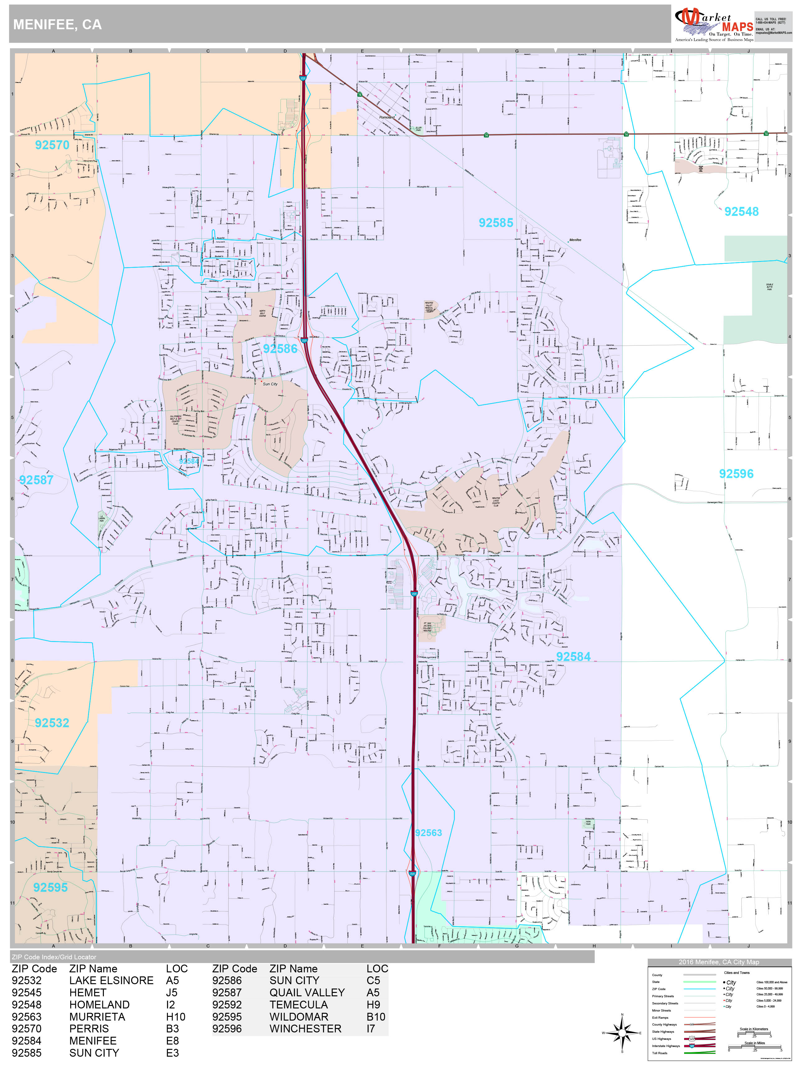 Menifee California Wall Map (Premium Style) by MarketMAPS - MapSales