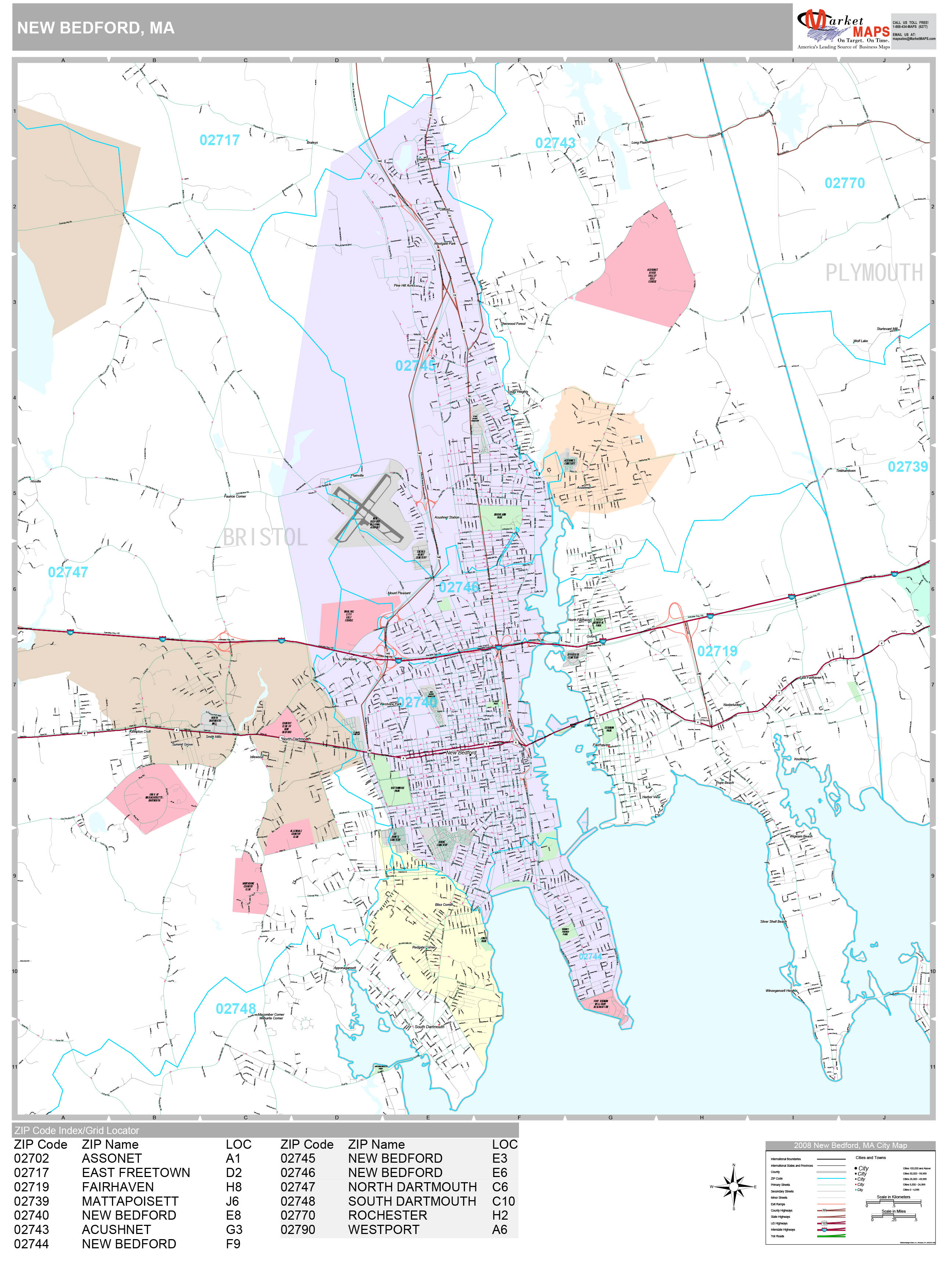 New Bedford Massachusetts Wall Map Premium Style By MarketMAPS MapSales   NewBedford MA 