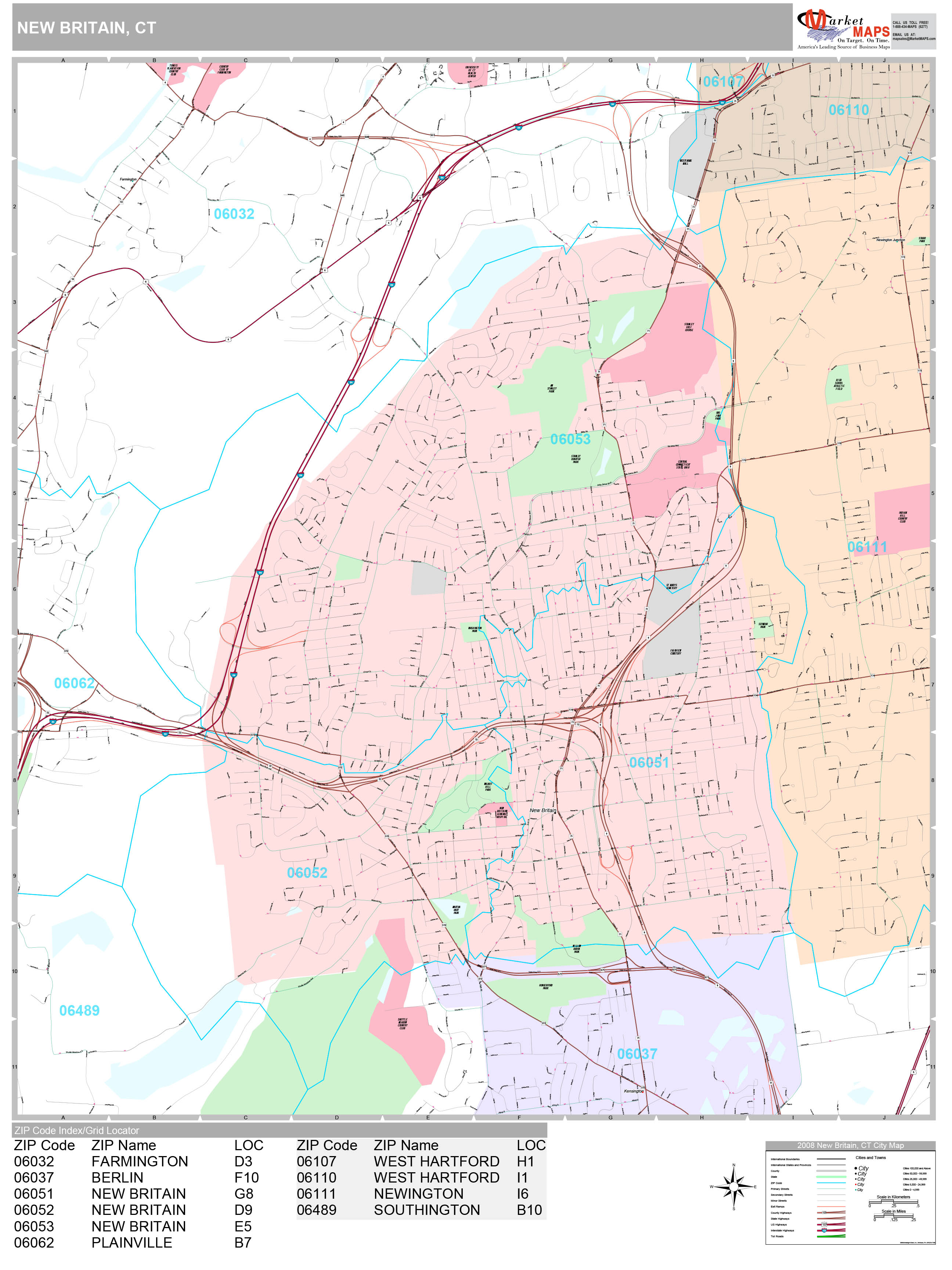 New Britain Connecticut Wall Map Premium Style By MarketMAPS MapSales   NewBritain CT 