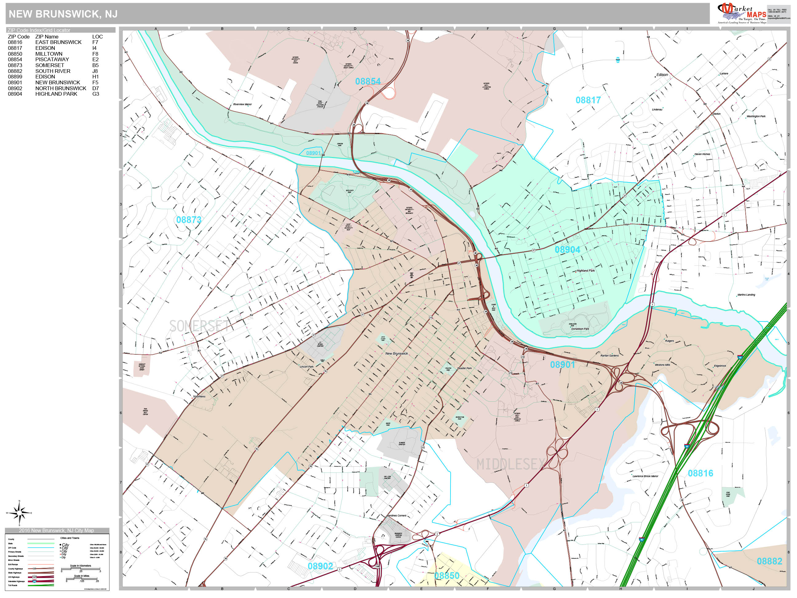 New Brunswick Nj Zip Code Map United States Map