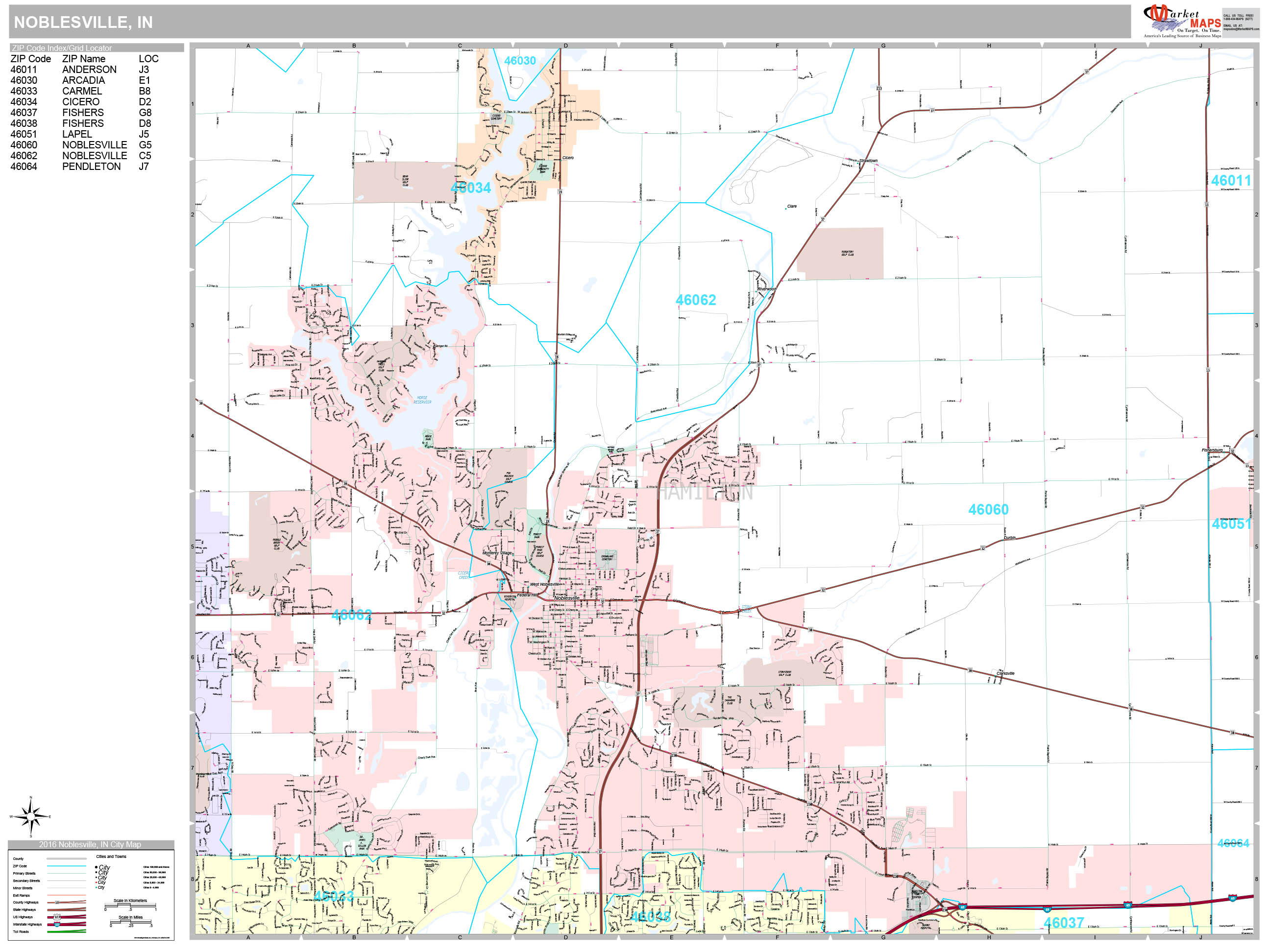 Noblesville Indiana Wall Map Premium Style By Marketmaps Mapsales