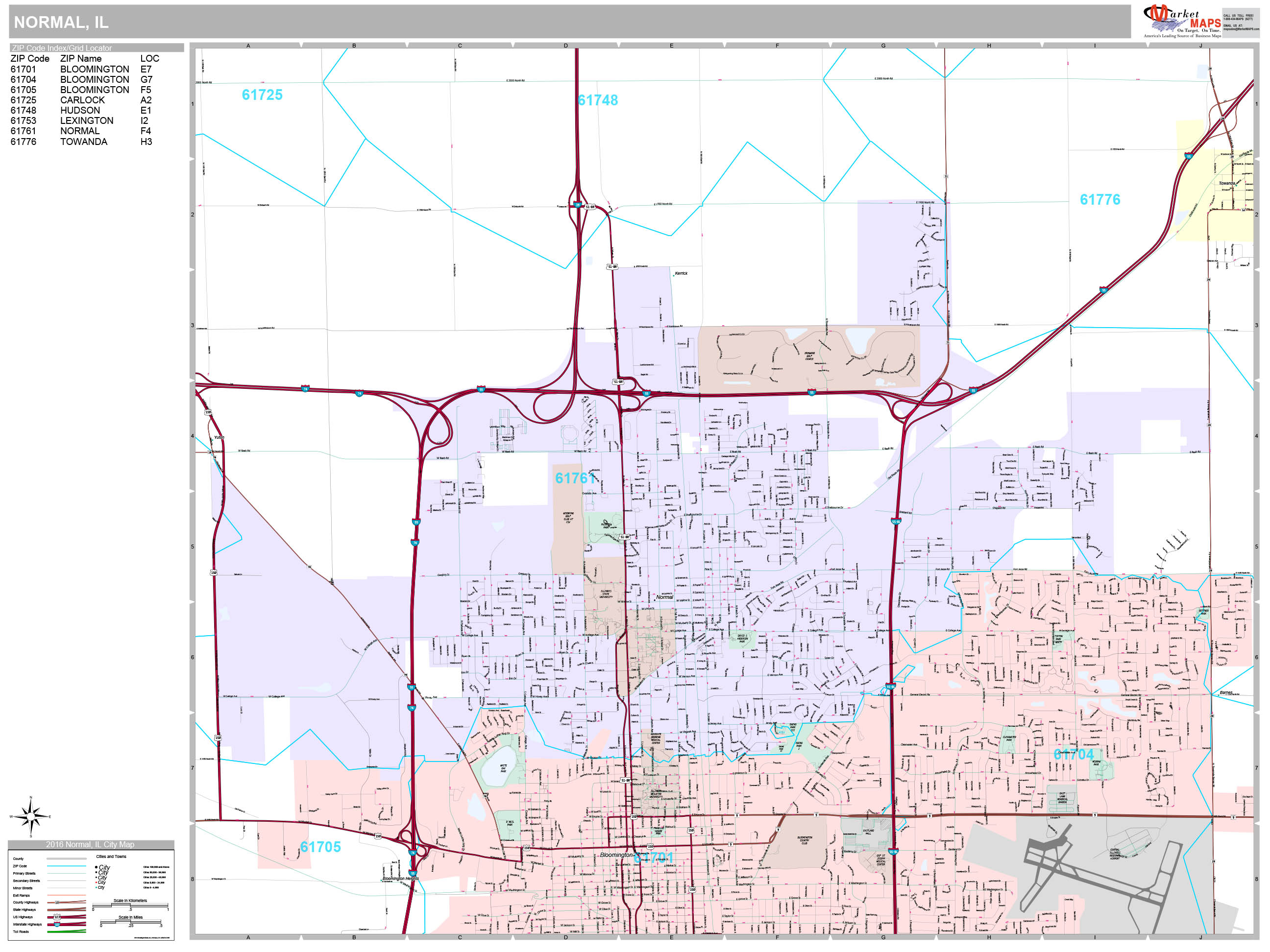 Normal Illinois Wall Map (Premium Style) by MarketMAPS - MapSales.com