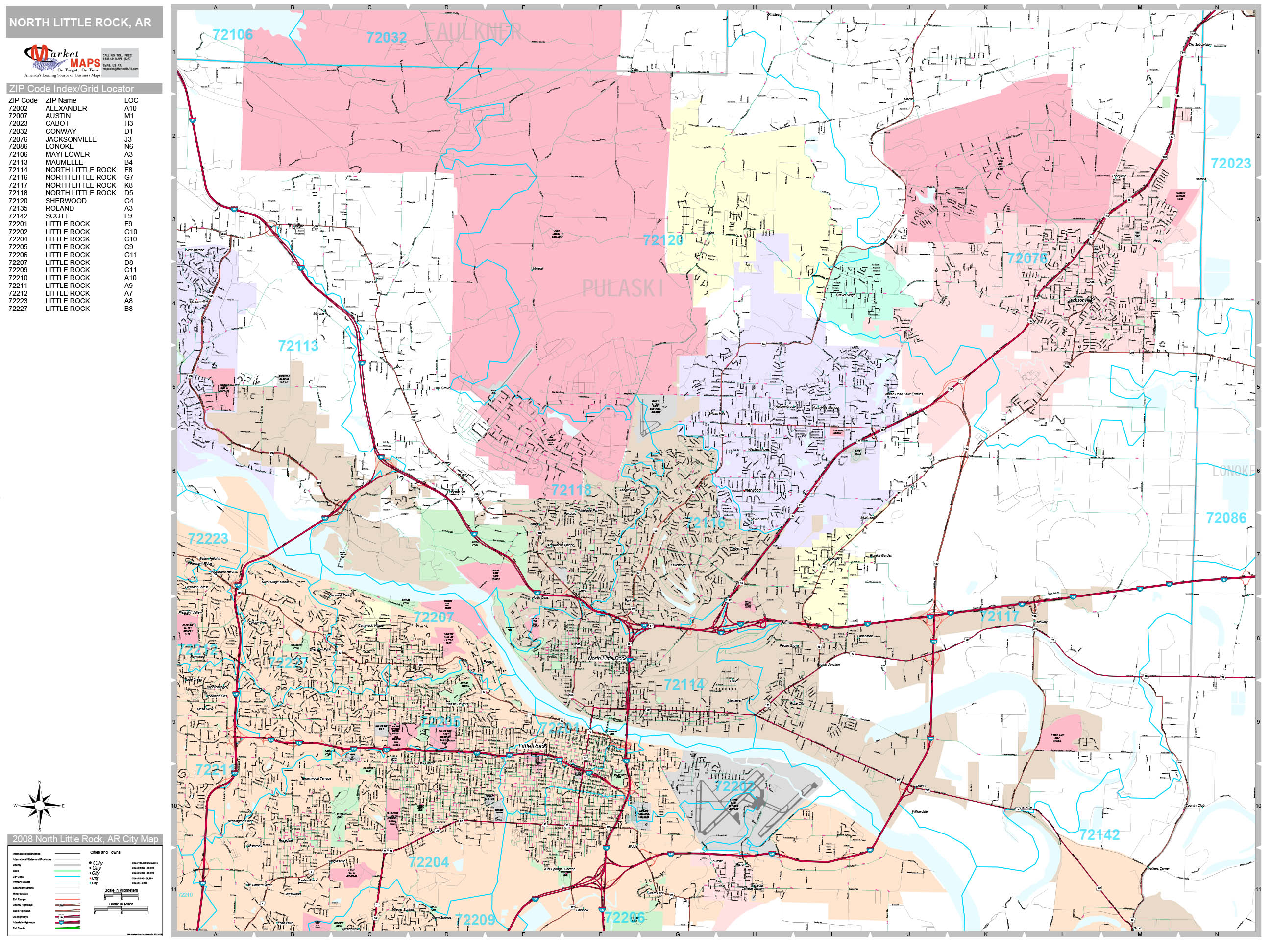 North Little Rock Arkansas Wall Map (Premium Style) by MarketMAPS