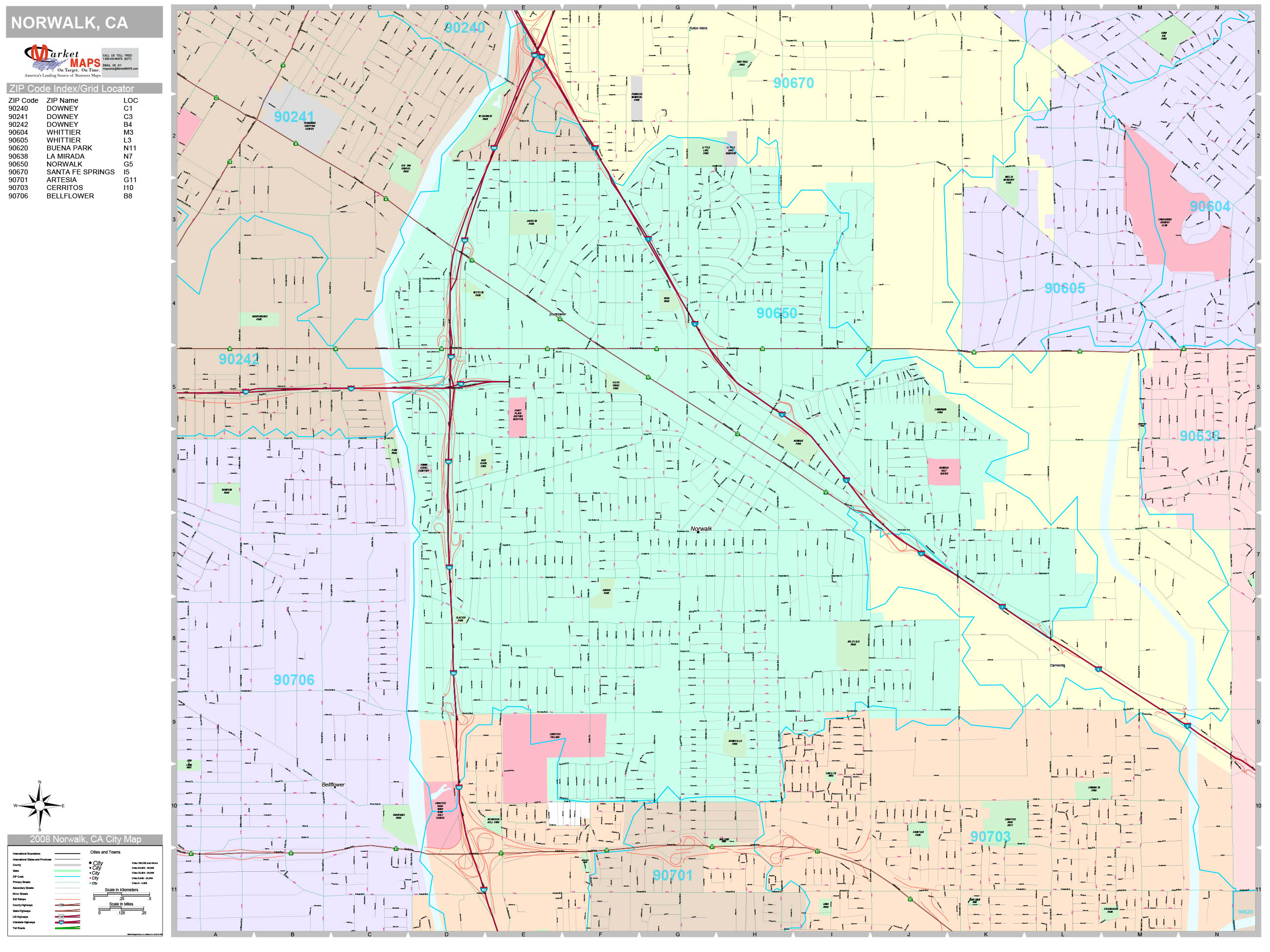 Norwalk California Wall Map (Premium Style) by MarketMAPS