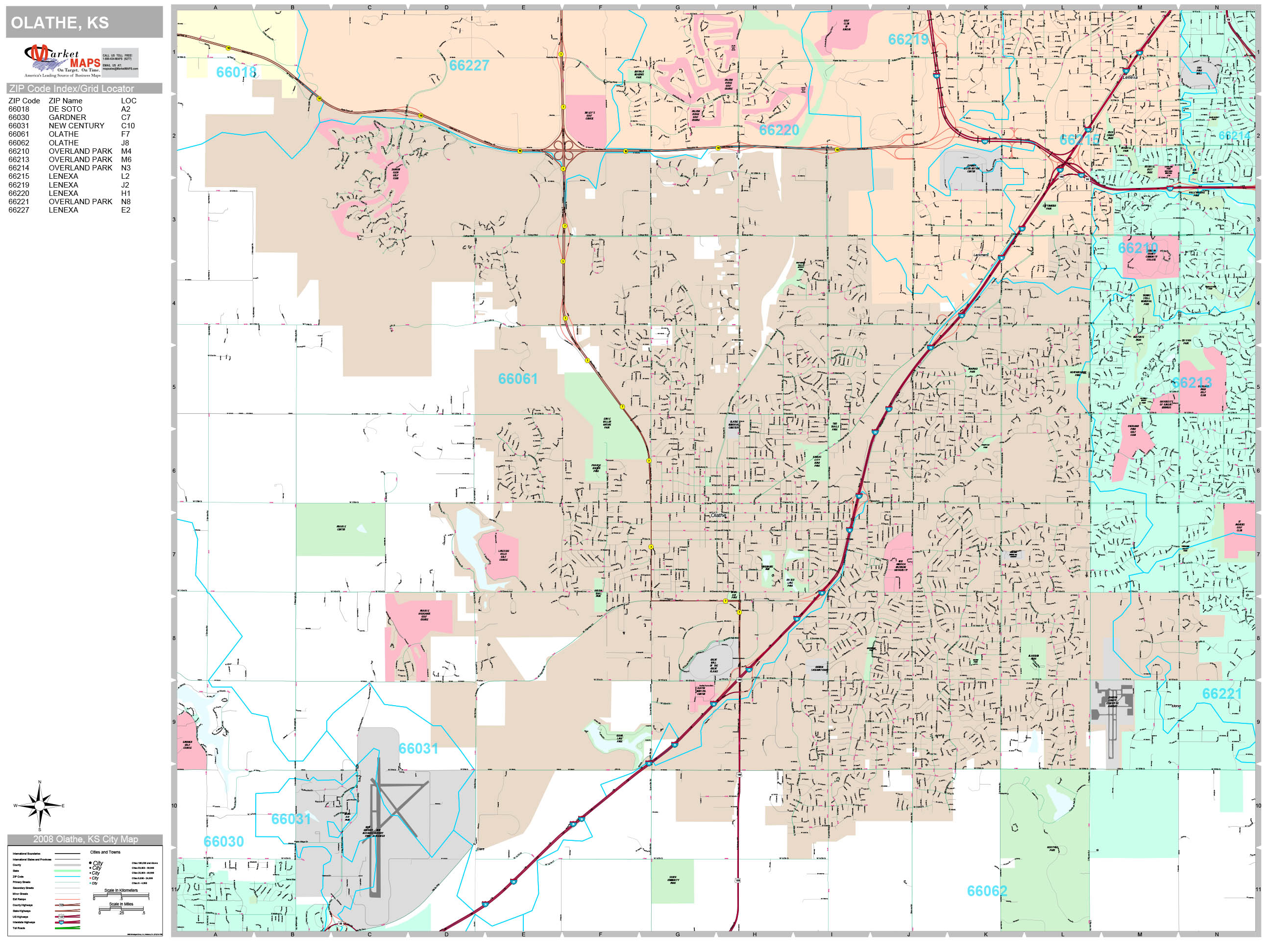 Olathe Kansas Wall Map Premium Style By Marketmaps Mapsales 8474