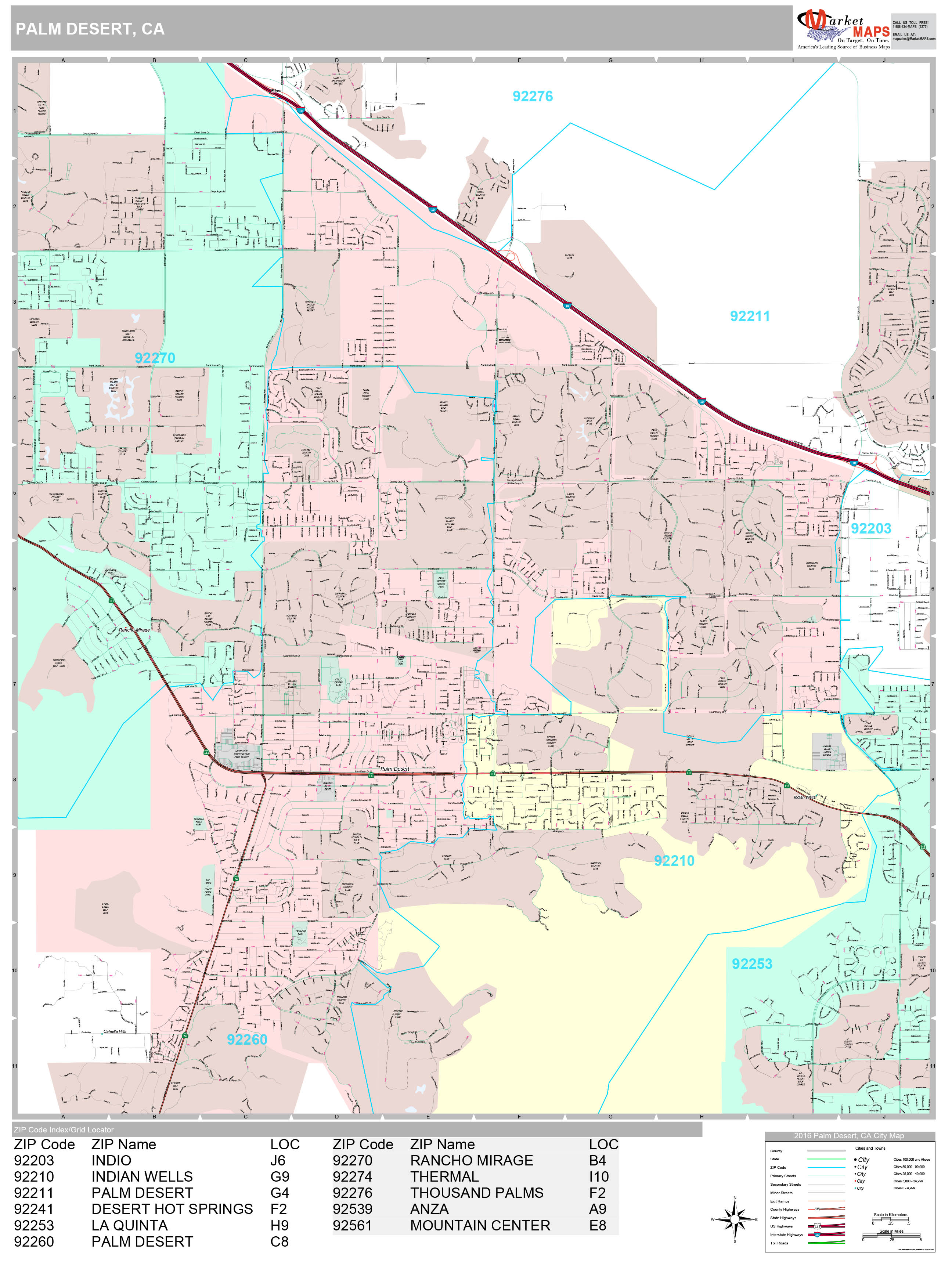 Palm Desert California Wall Map (Premium Style) by MarketMAPS ...