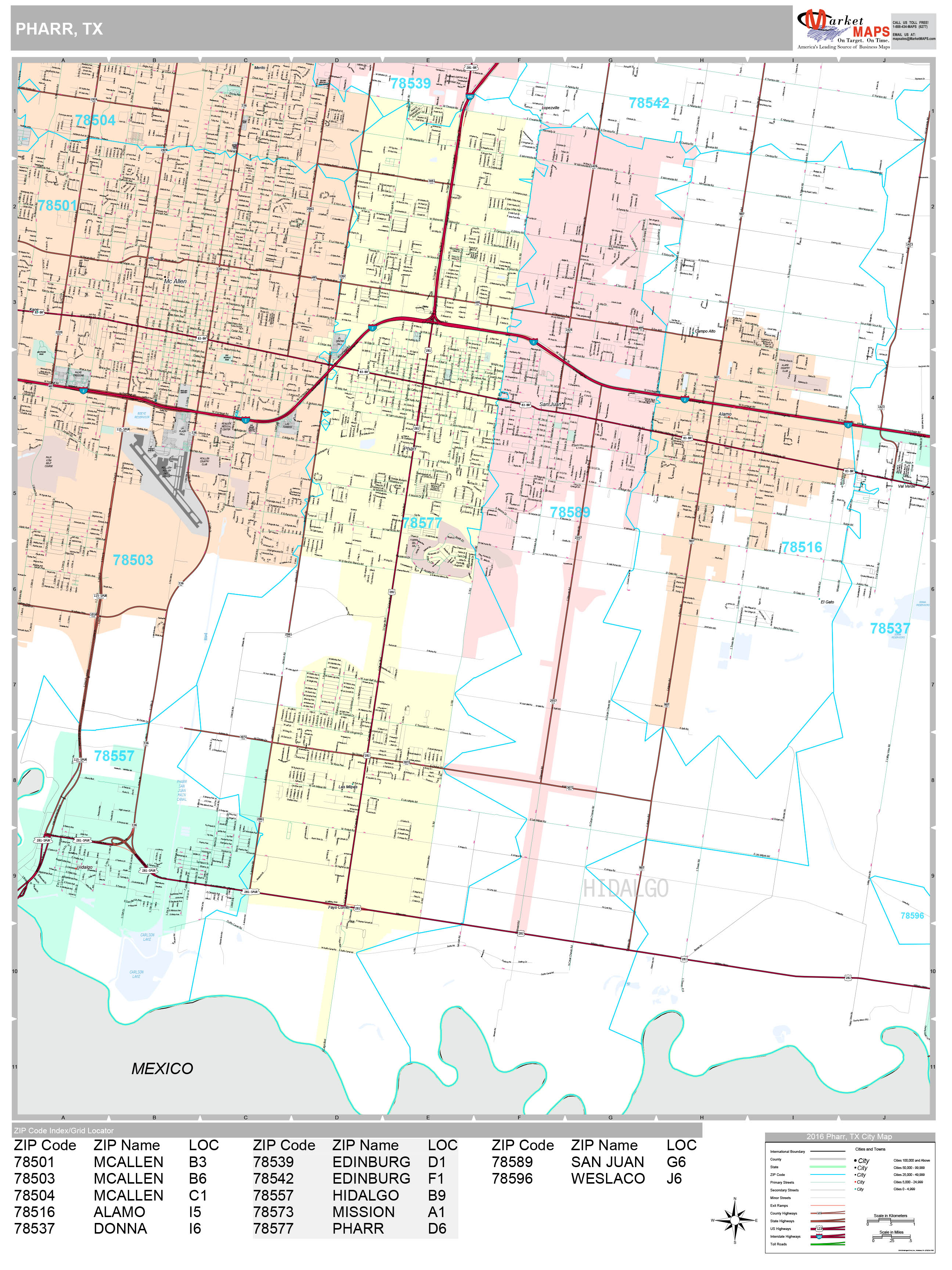 Pharr Texas Wall Map (Premium Style) by MarketMAPS