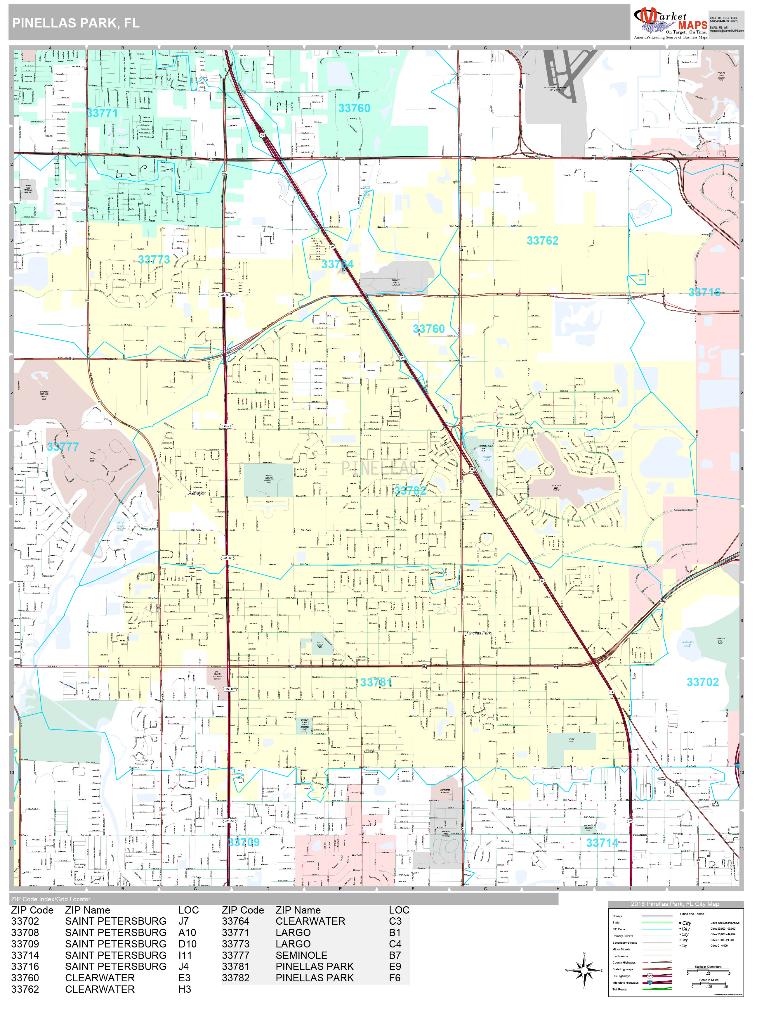 Pinellas Park Florida Wall Map Premium Style By MarketMAPS   PinellasPark FL 