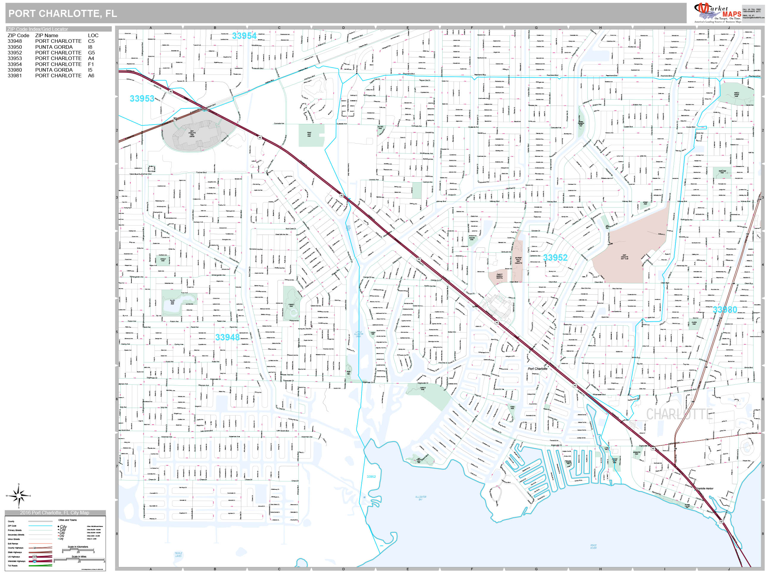 Port Charlotte Florida Wall Map Basic Style By Market - vrogue.co