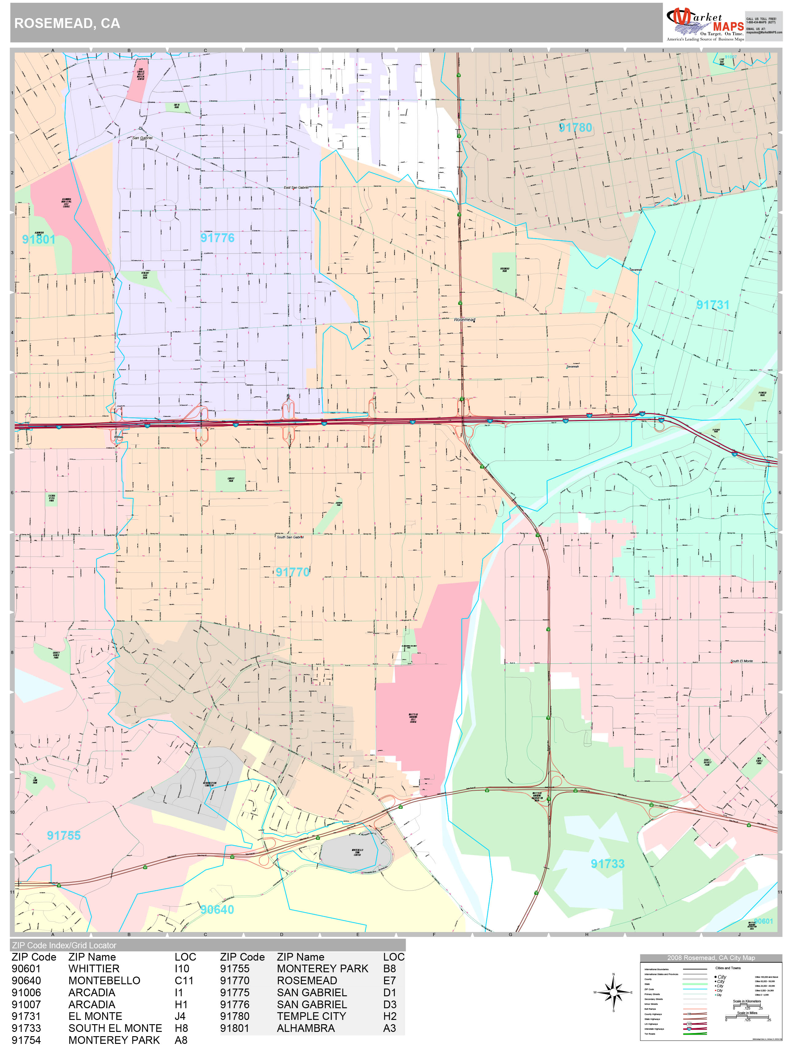 Rosemead California Wall Map Color Cast Style By Mark - vrogue.co