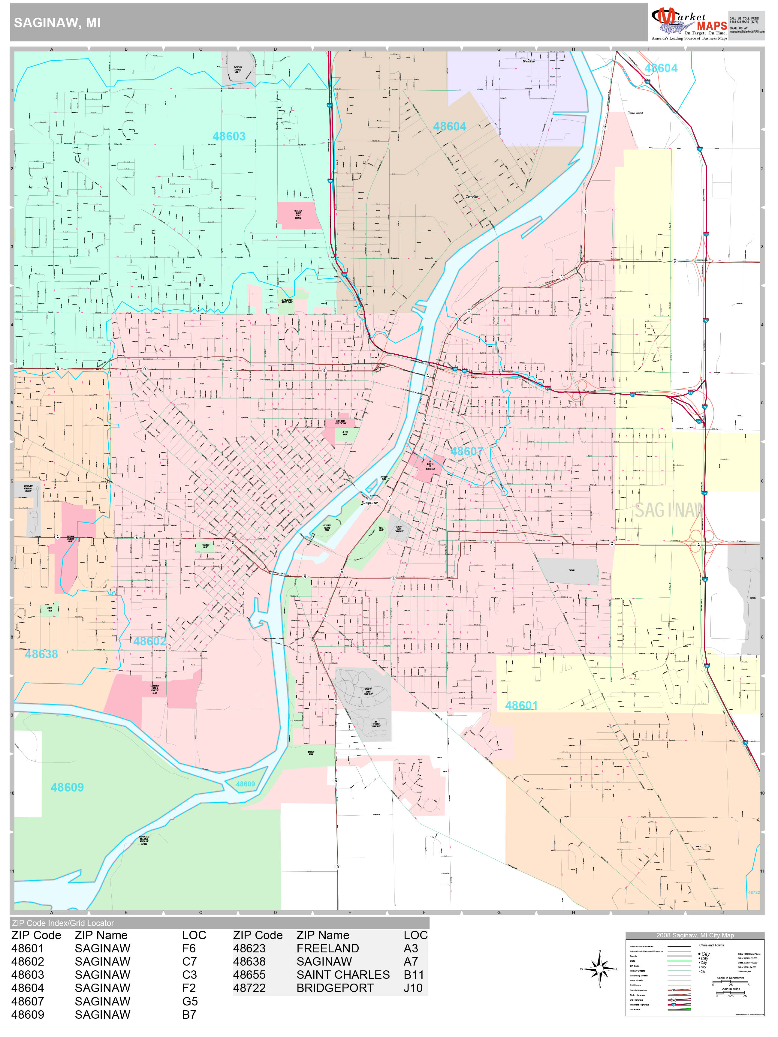 Saginaw County Map With Roads 2158