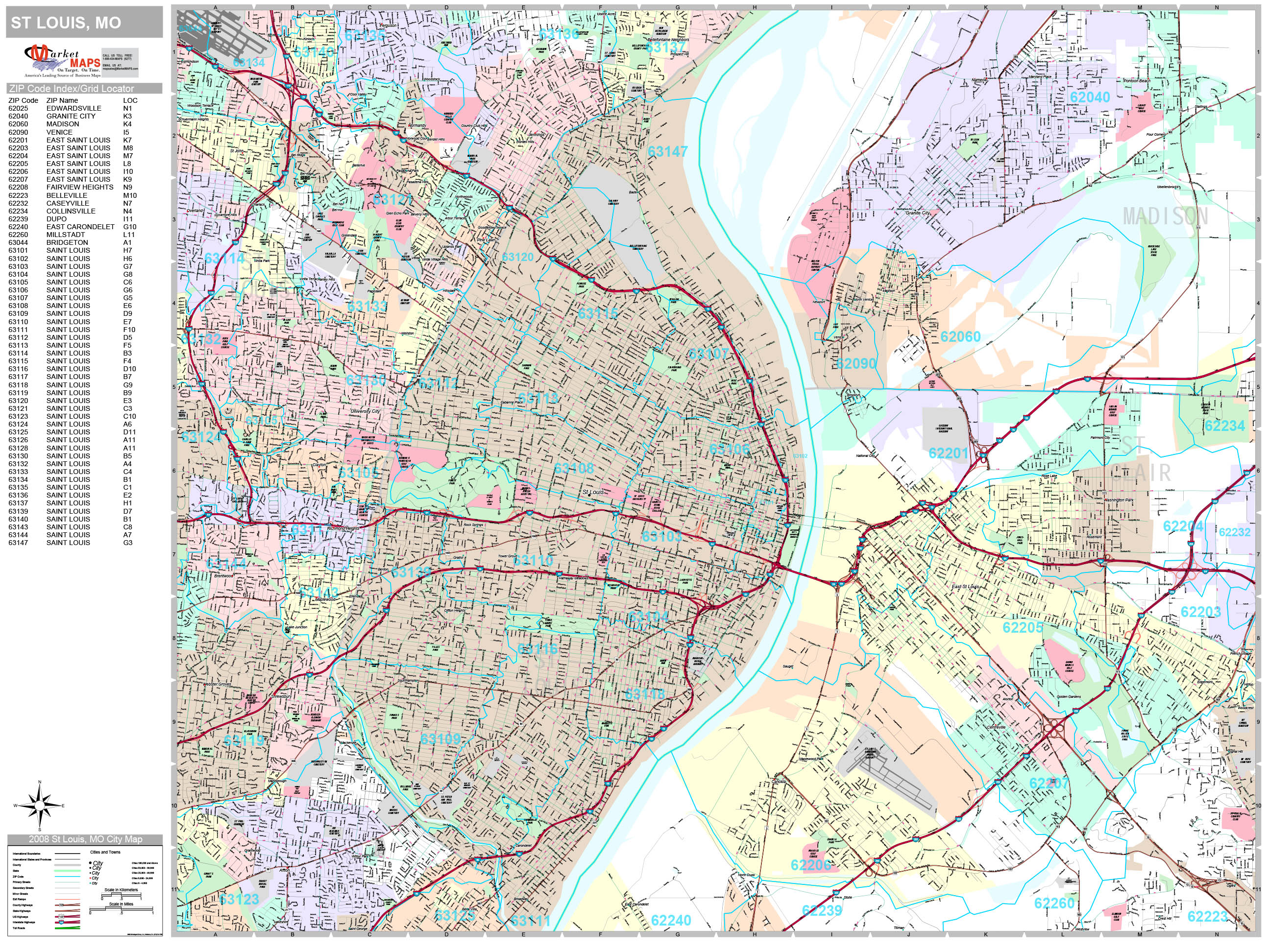 St. Louis Missouri Wall Map (premium Style) By Marketmaps