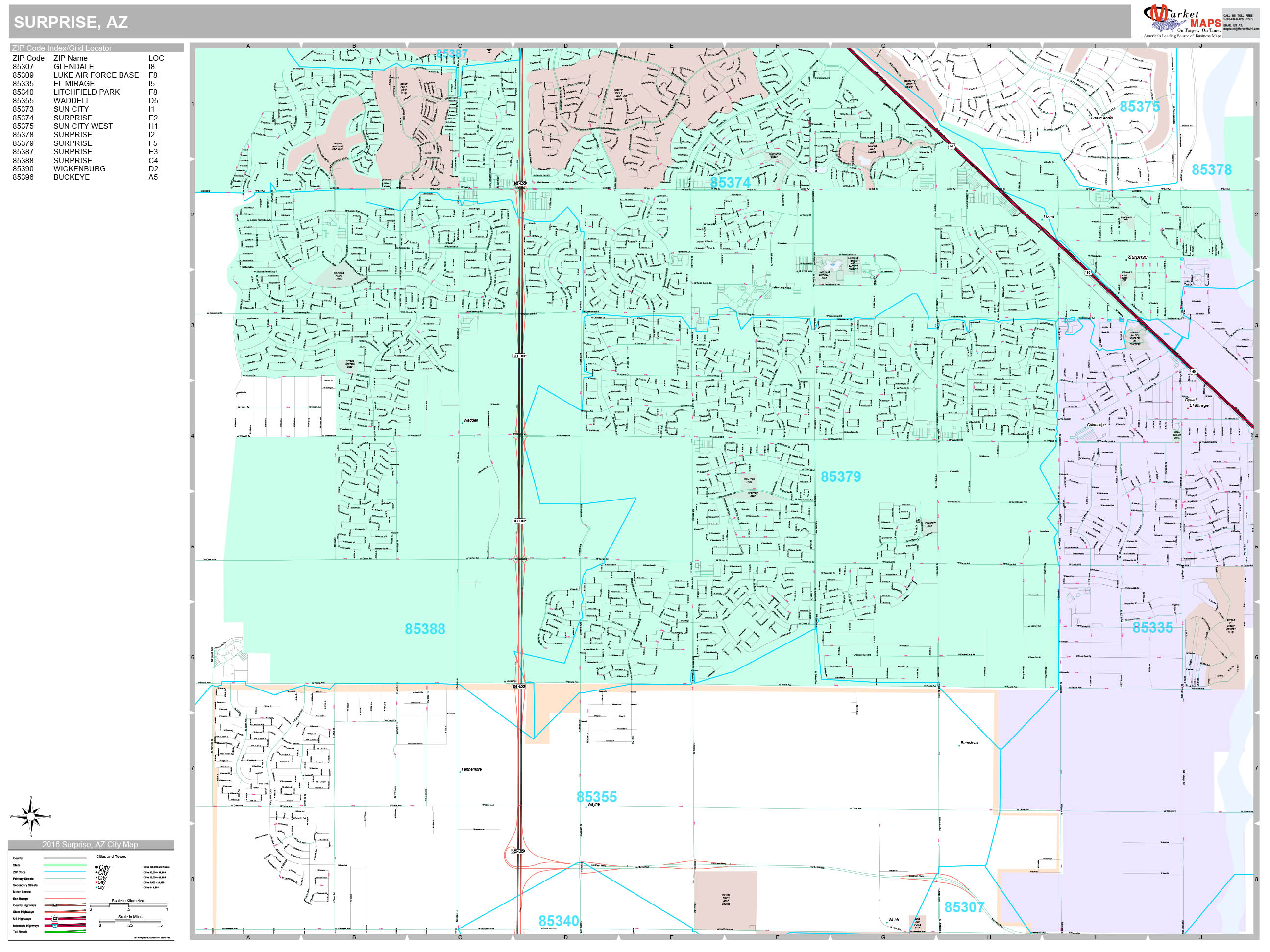 Surprise Arizona Wall Map Premium Style By Marketmaps Mapsales