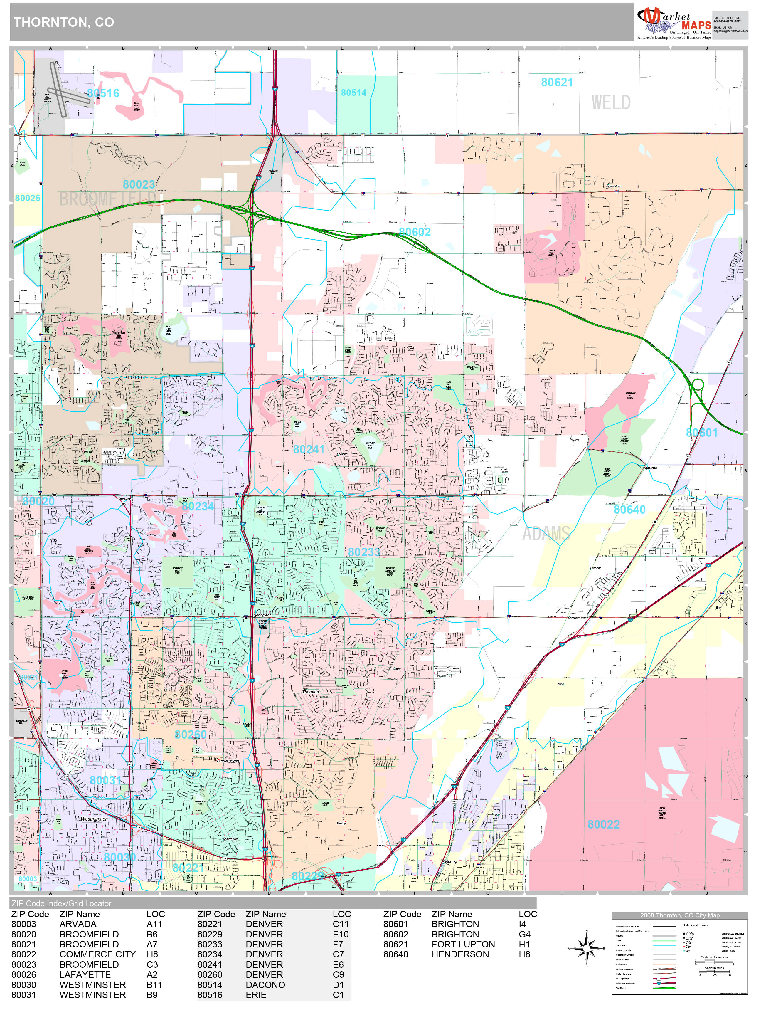 Thornton Colorado Wall Map (Premium Style) by MarketMAPS