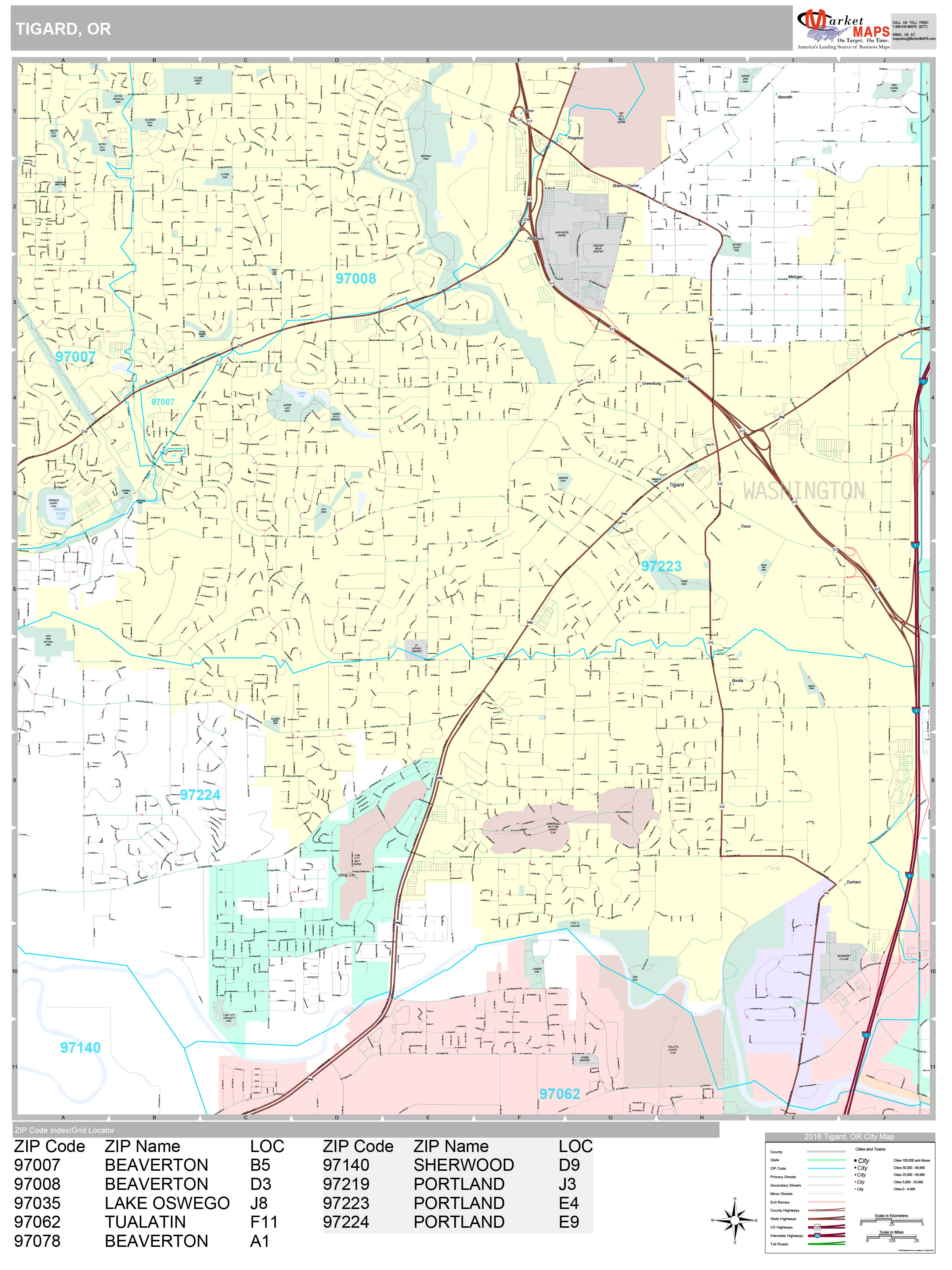 Tigard Oregon Wall Map (premium Style) By Marketmaps