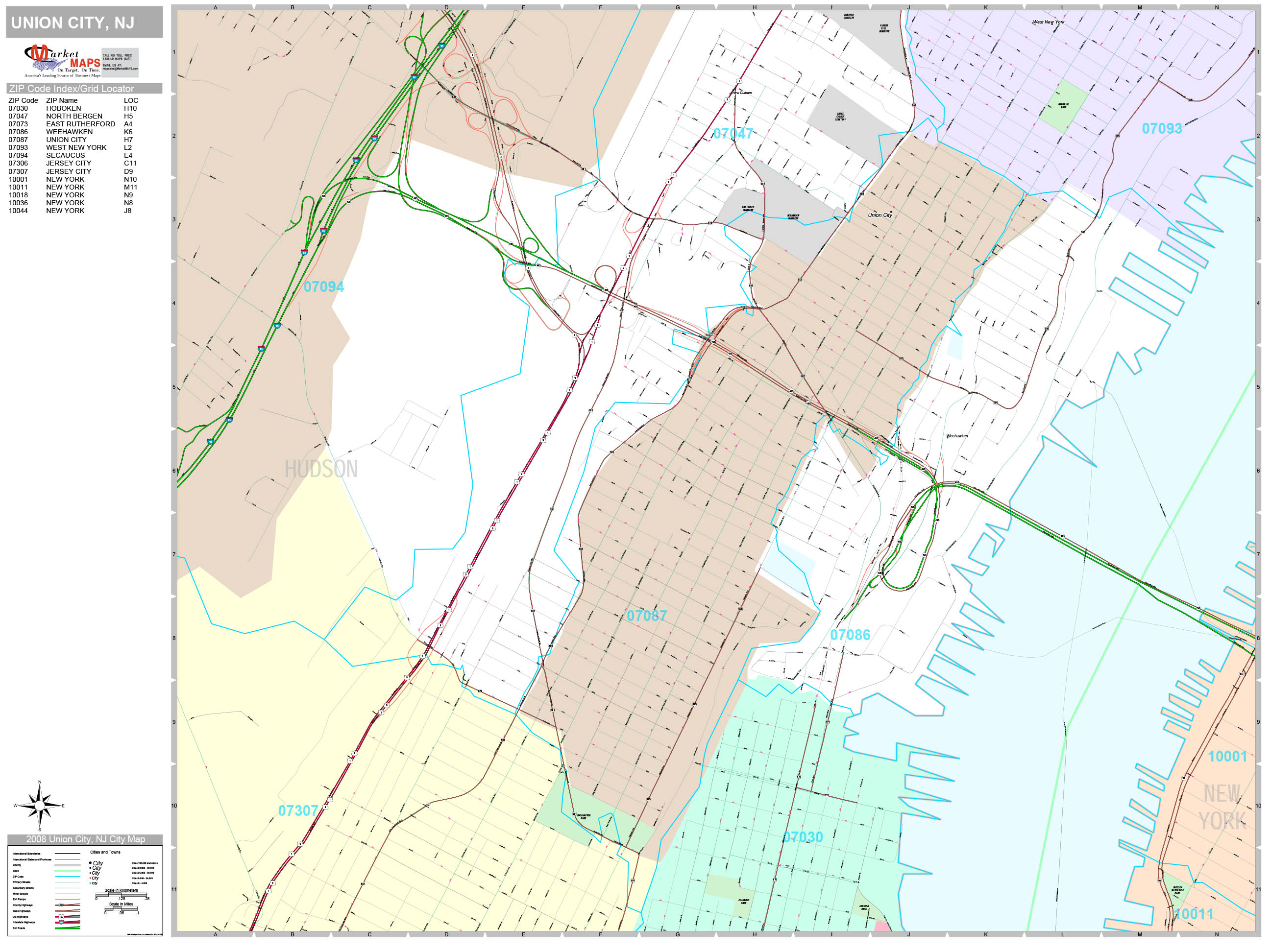 Union City New Jersey Wall Map (Premium Style) by MarketMAPS - MapSales.com