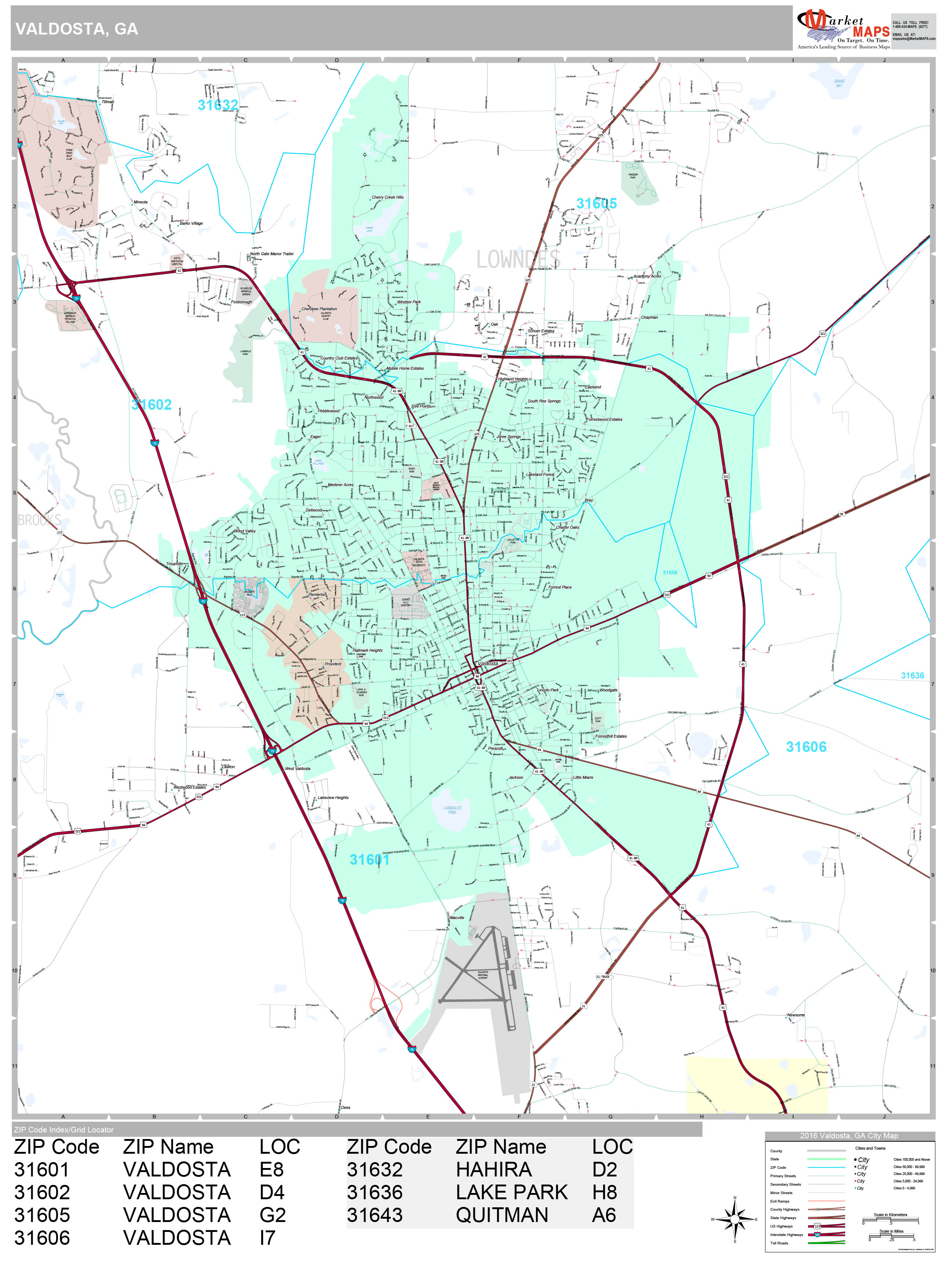 Valdosta Georgia Wall Map (Premium Style) by MarketMAPS - MapSales