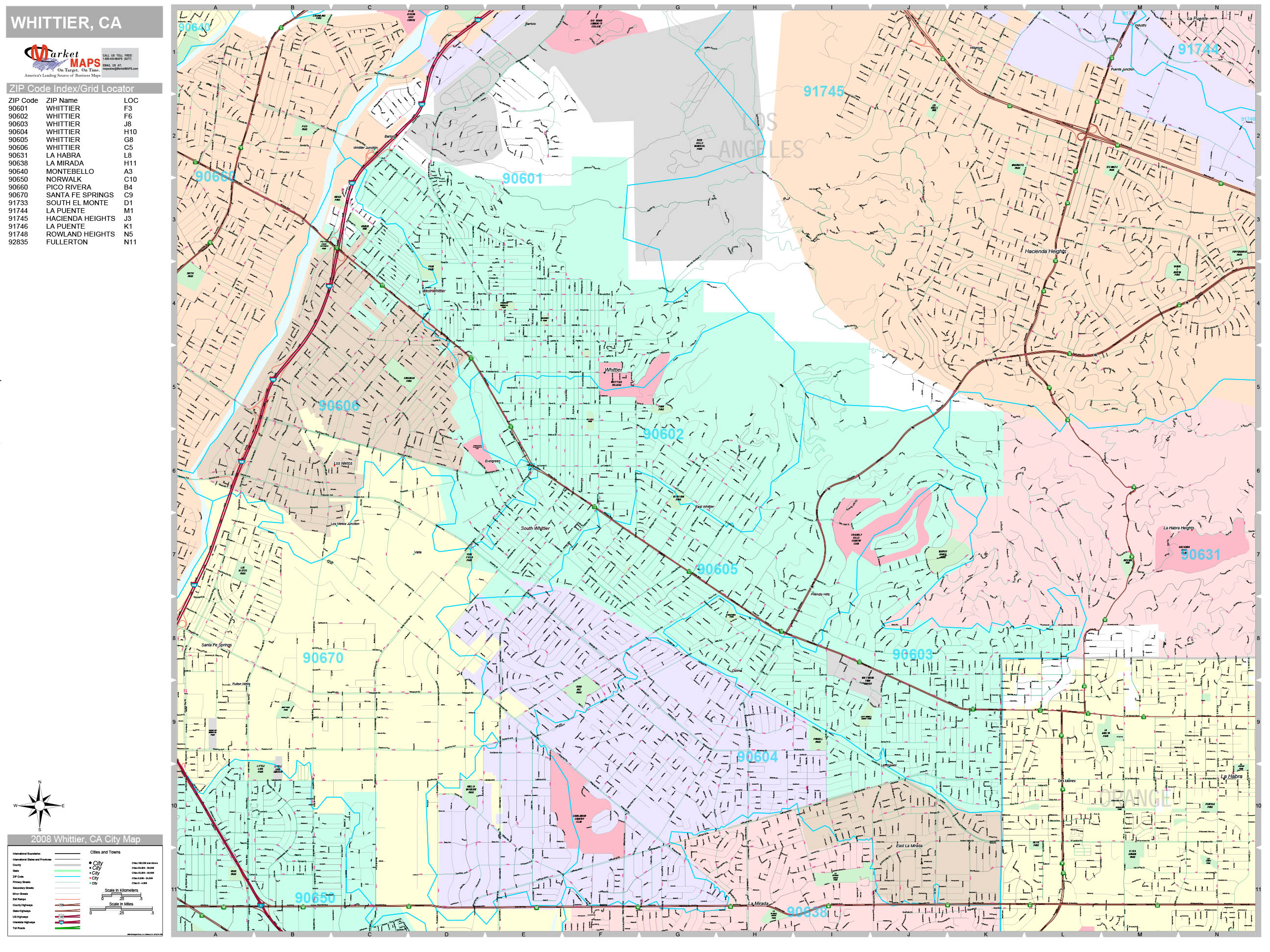 Whittier California Wall Map Basic Style By Marketmaps | Images and ...