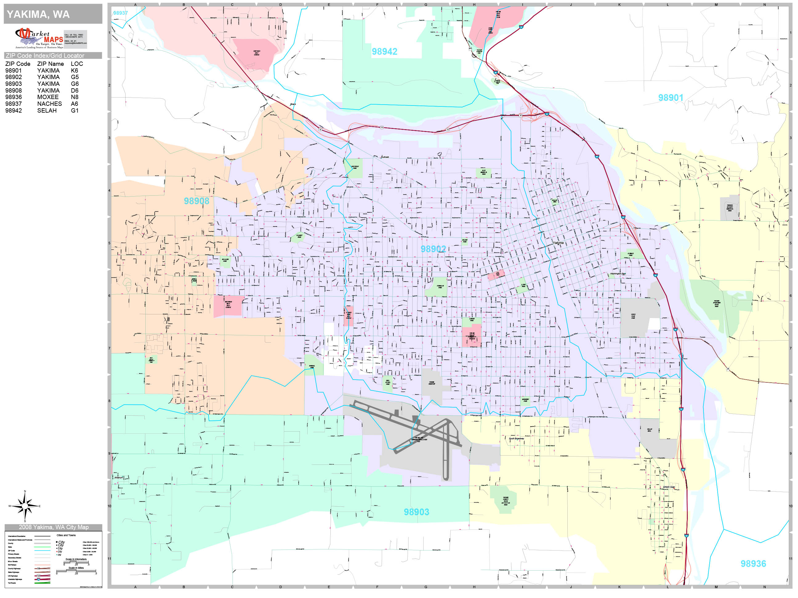 Yakima Washington Wall Map (Premium Style) by MarketMAPS - MapSales