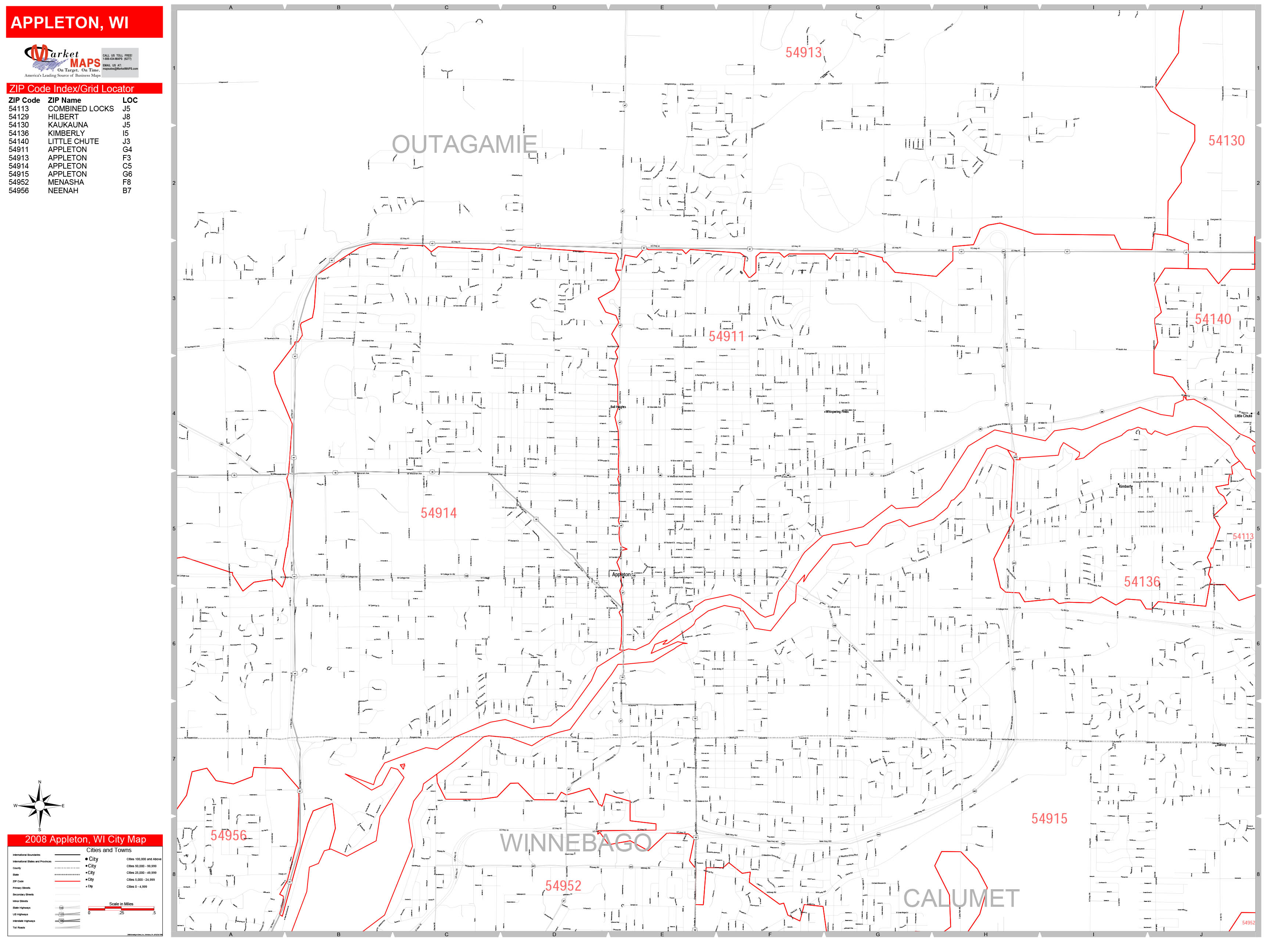 Appleton Wi Zip Codes Map 3382