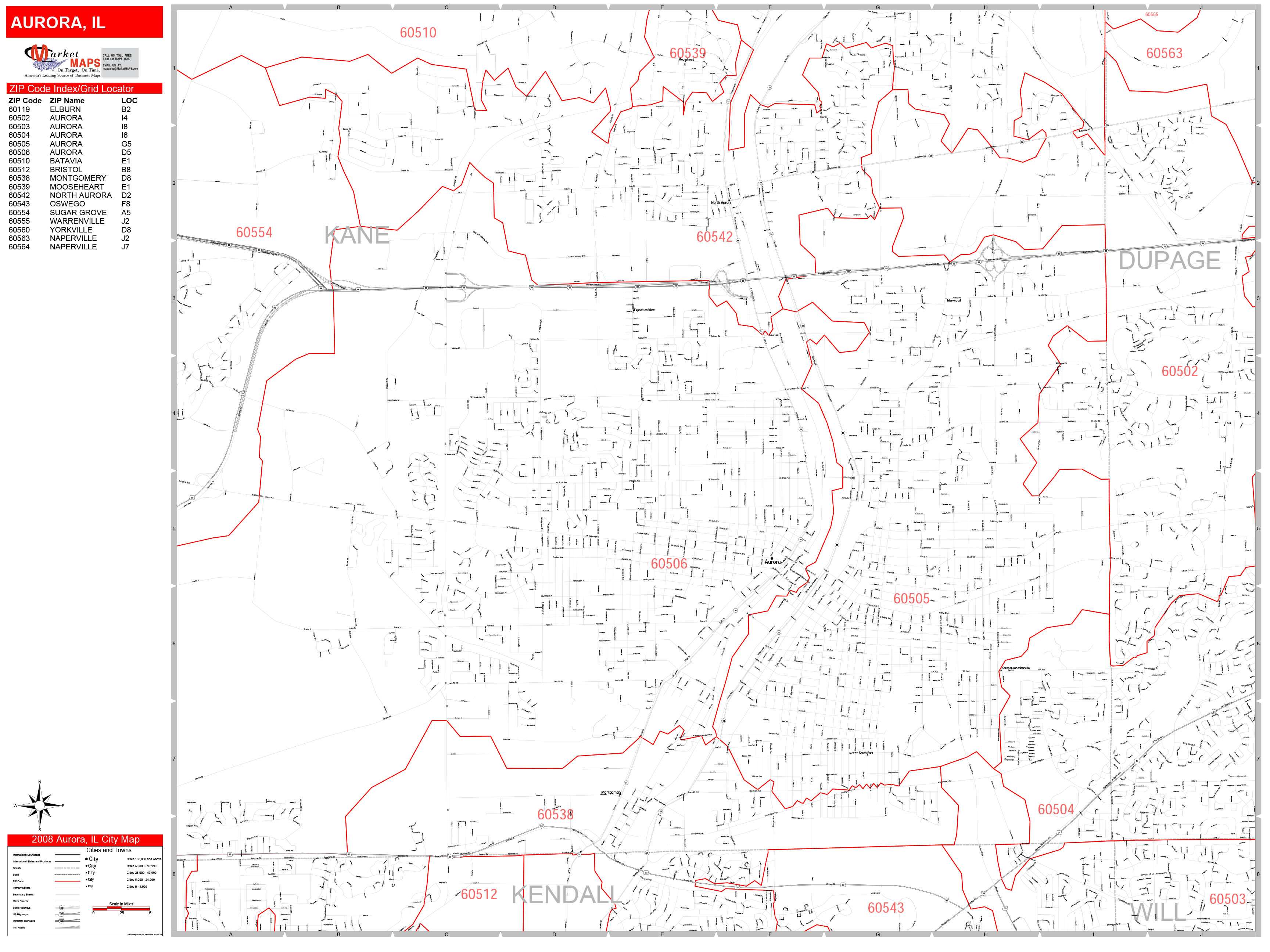 Aurora Illinois Zip Code Map