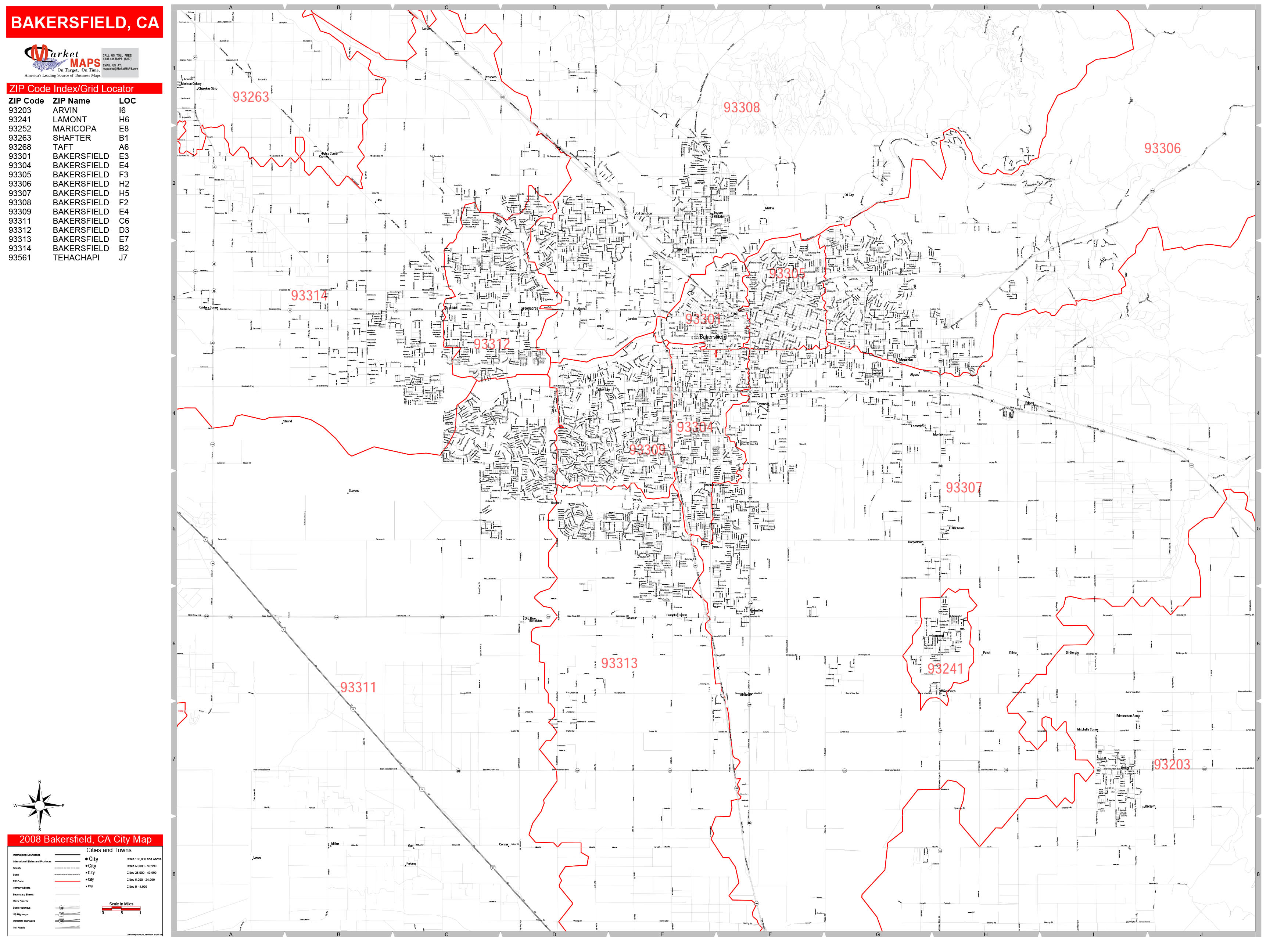 Bakersfield Map With Zip Codes
