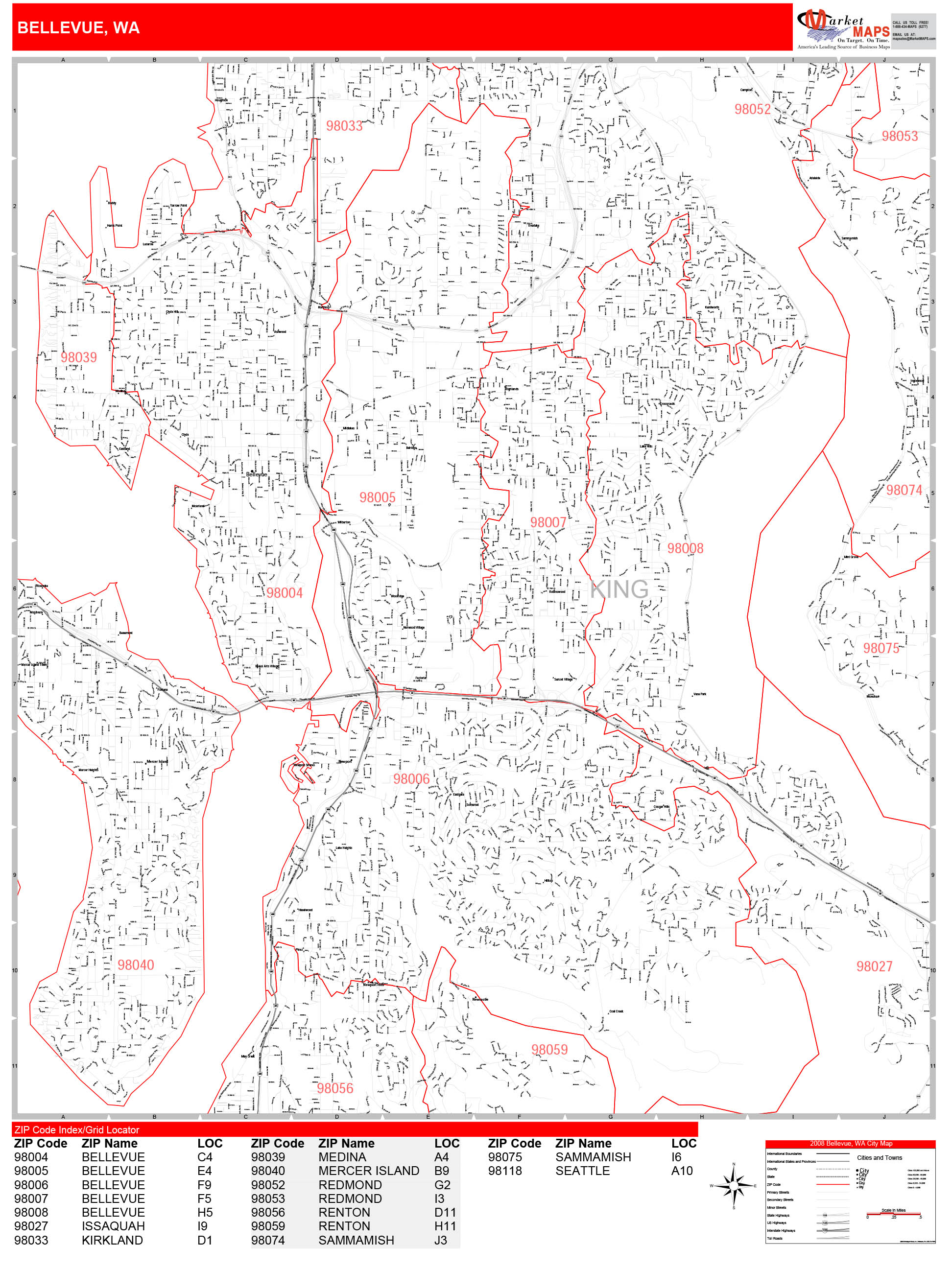 Bellevue Zip Code Map