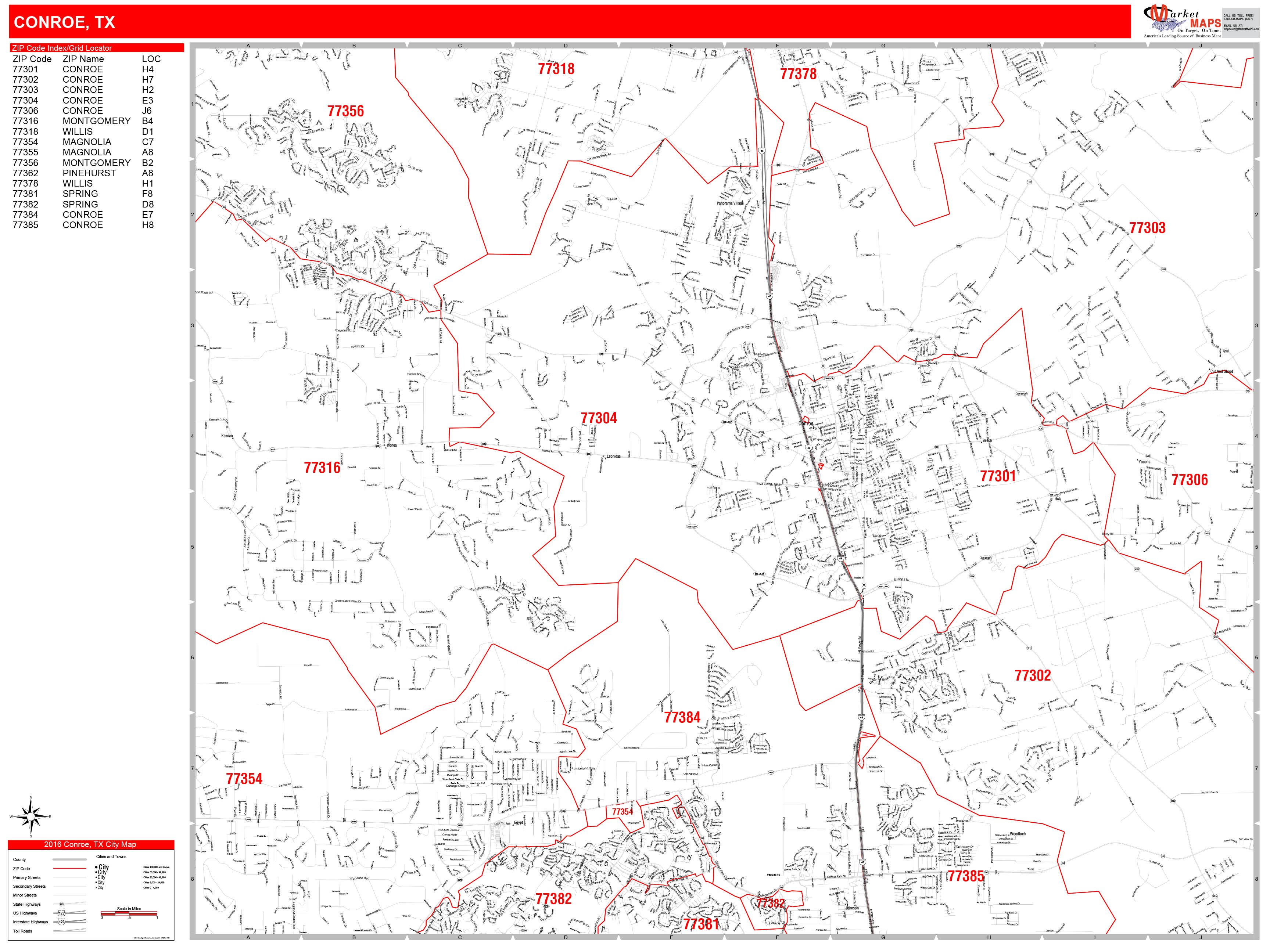 Conroe Zip Code Map