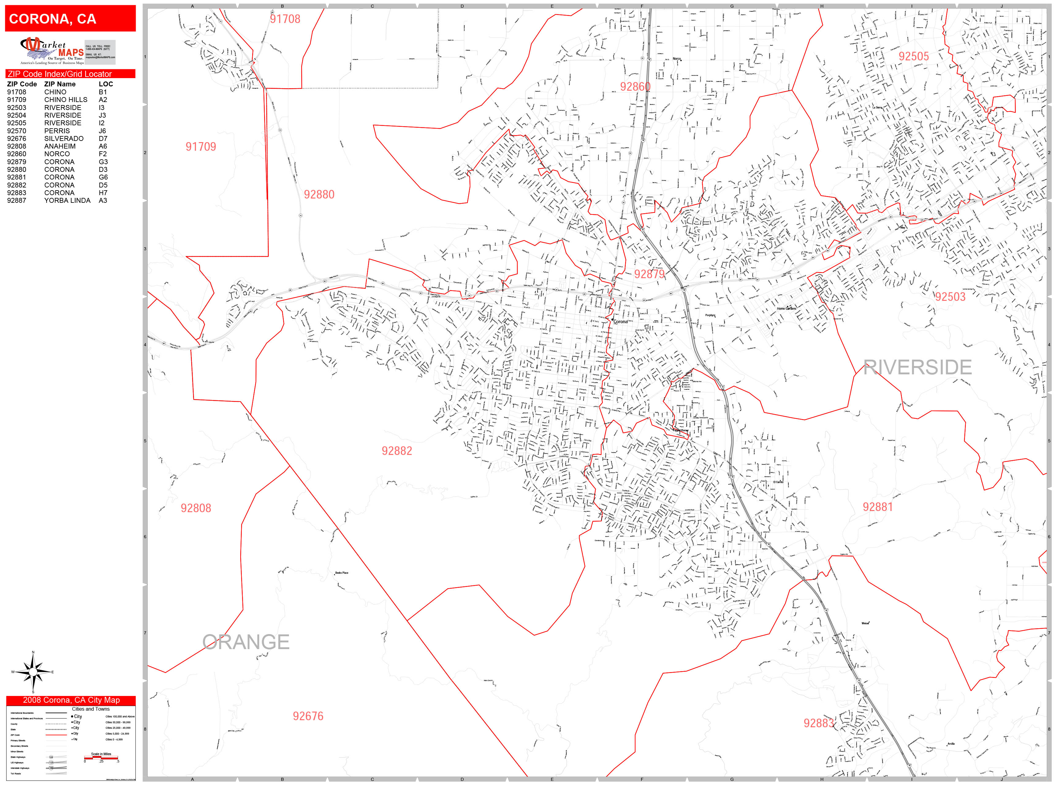 Corona Zip Code Map Ca - Map