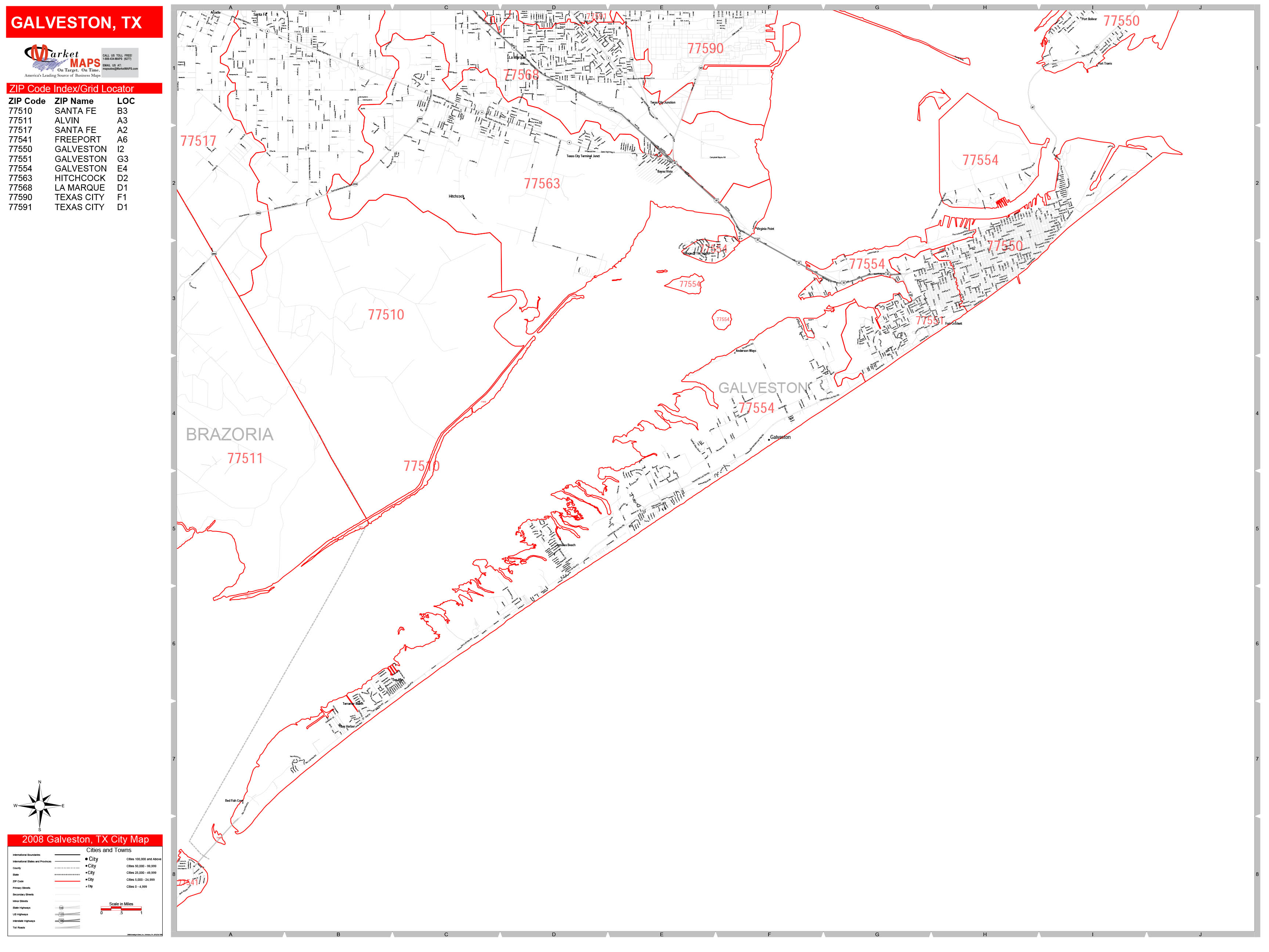 Galveston Texas Zip Code Map 7046