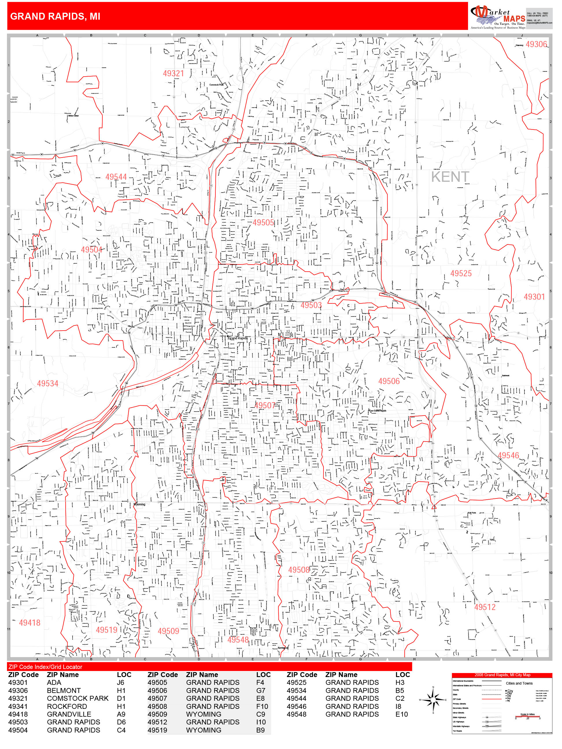 Grand Rapids Zip Code Map - Map