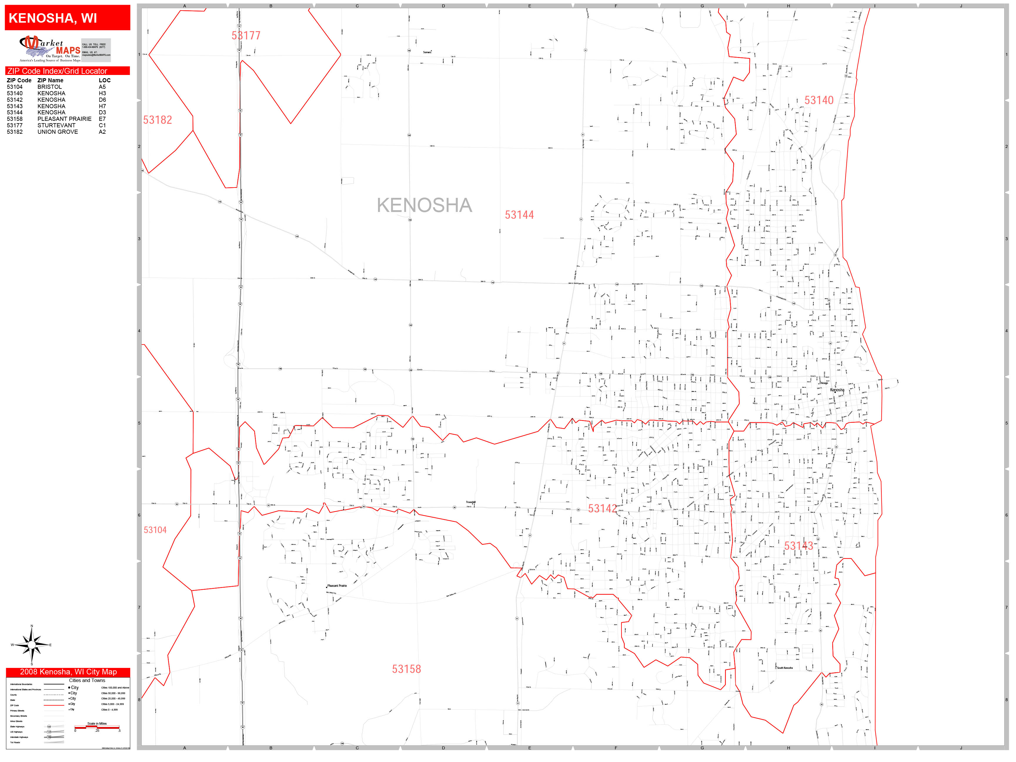 Kenosha Zip Codes Map