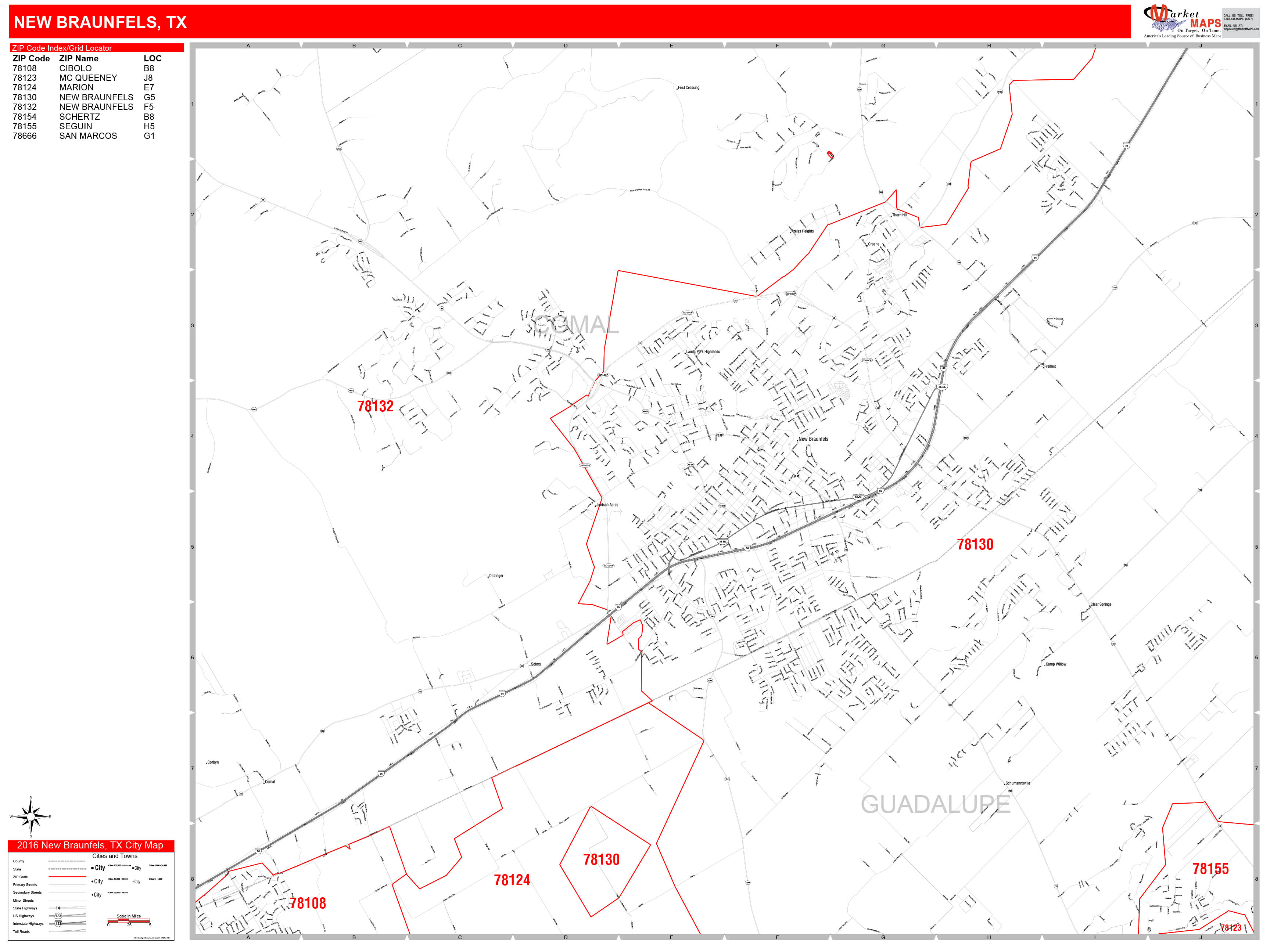 New Braunfels Zip Code Map