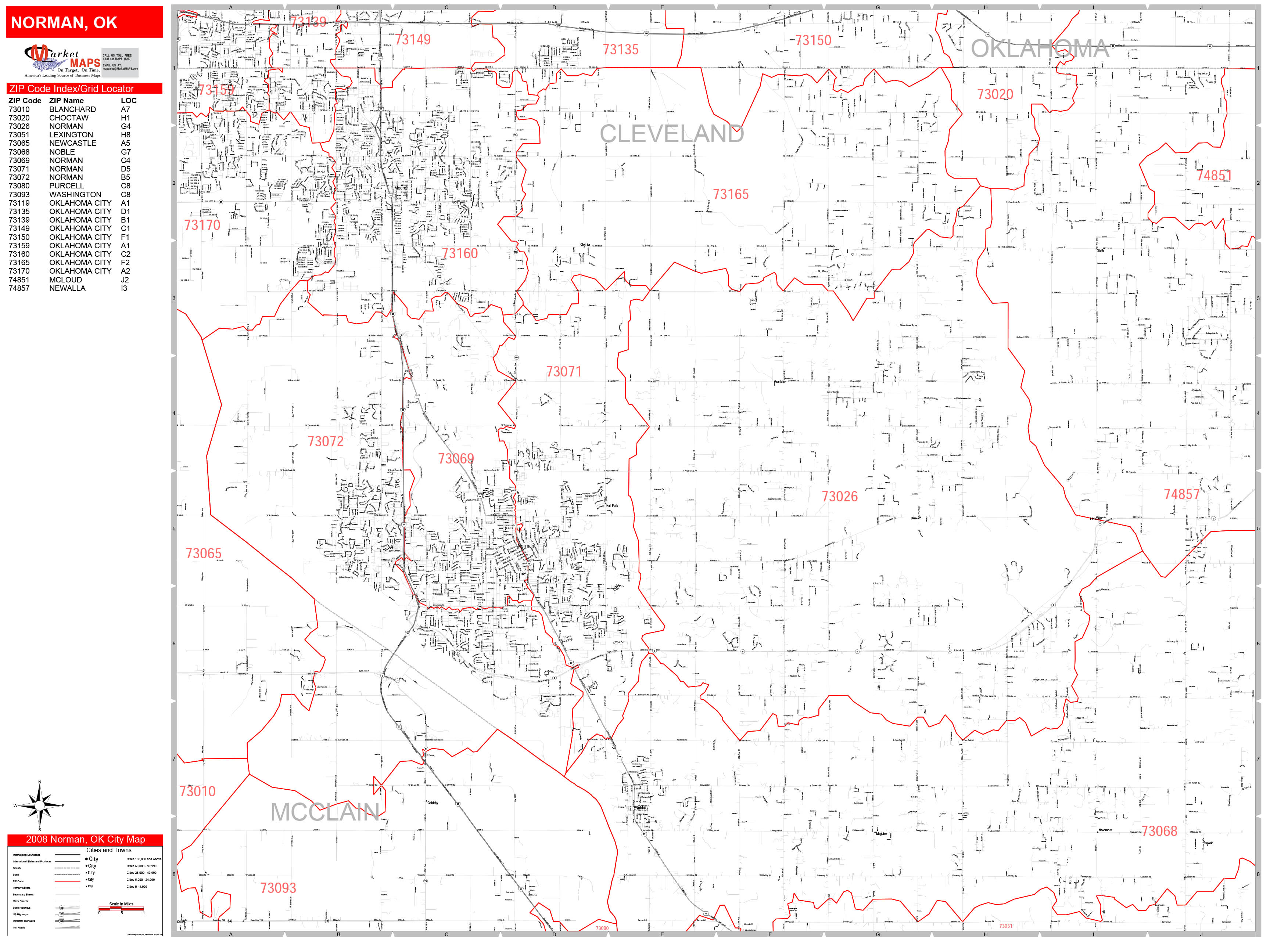 Norman Oklahoma Zip Code Wall Map Premium Style By Ma vrogue.co