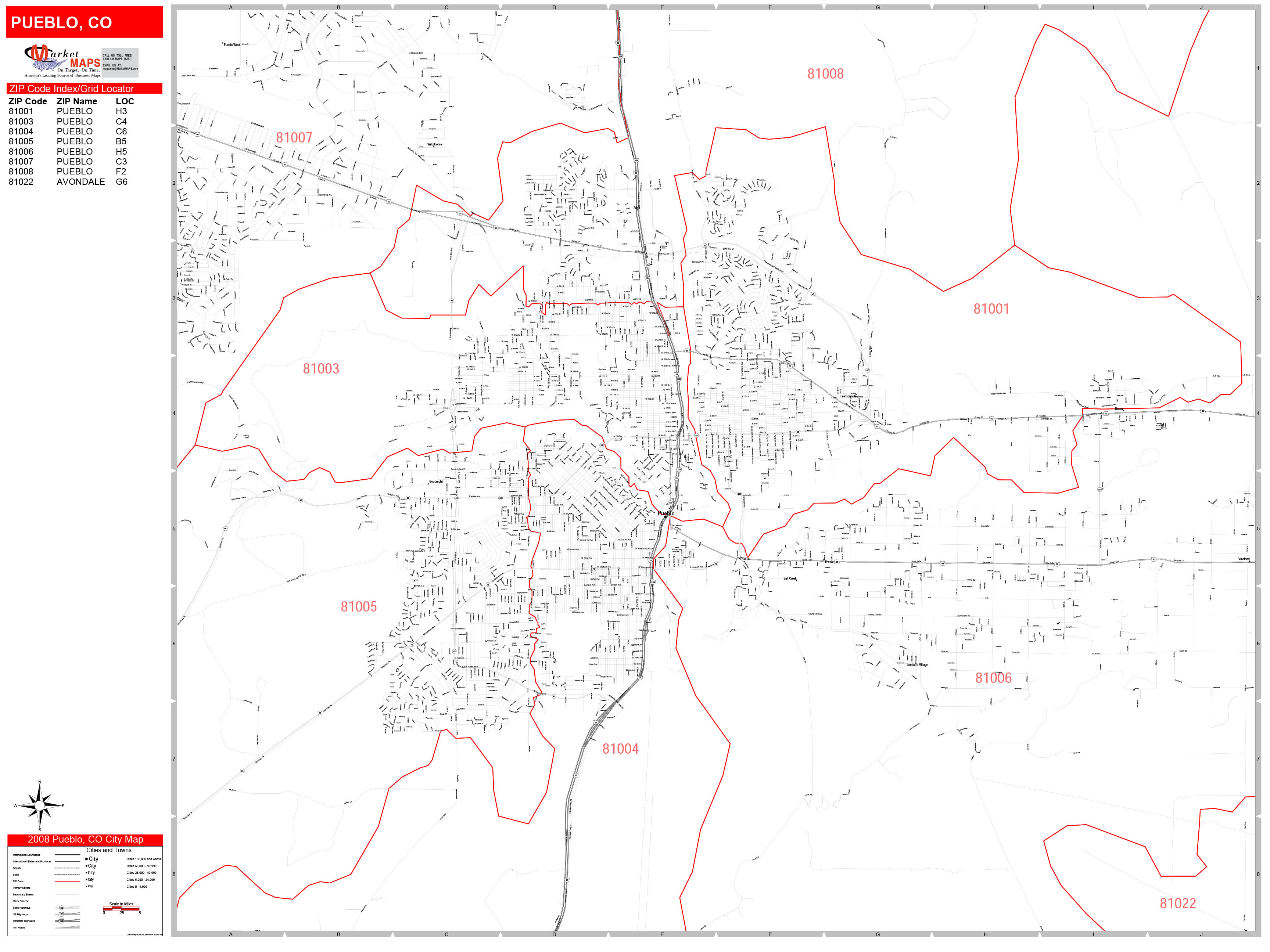 Pueblo Colorado Zip Codes Map