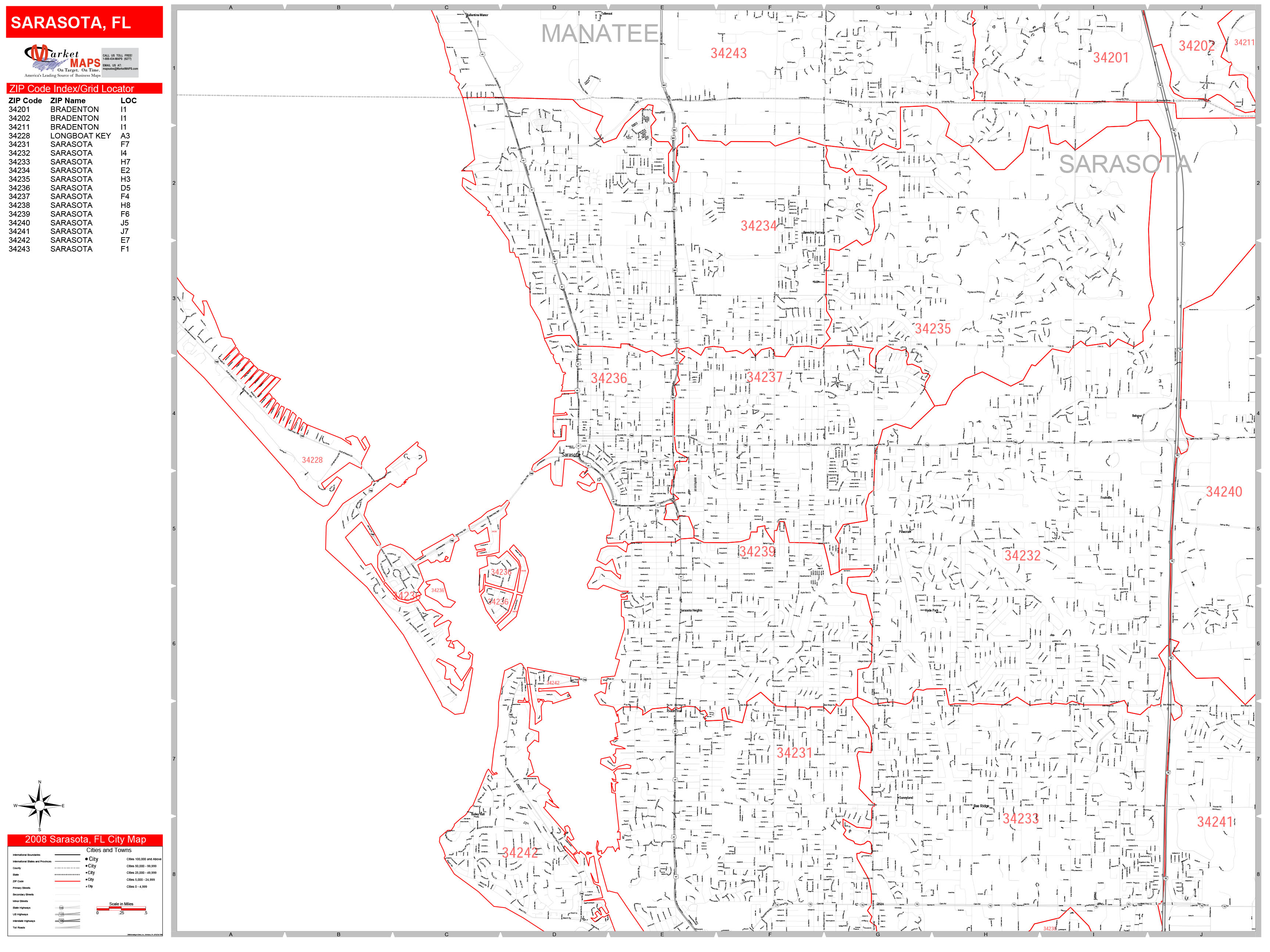 Sarasota Zip Code Map Printable 0851