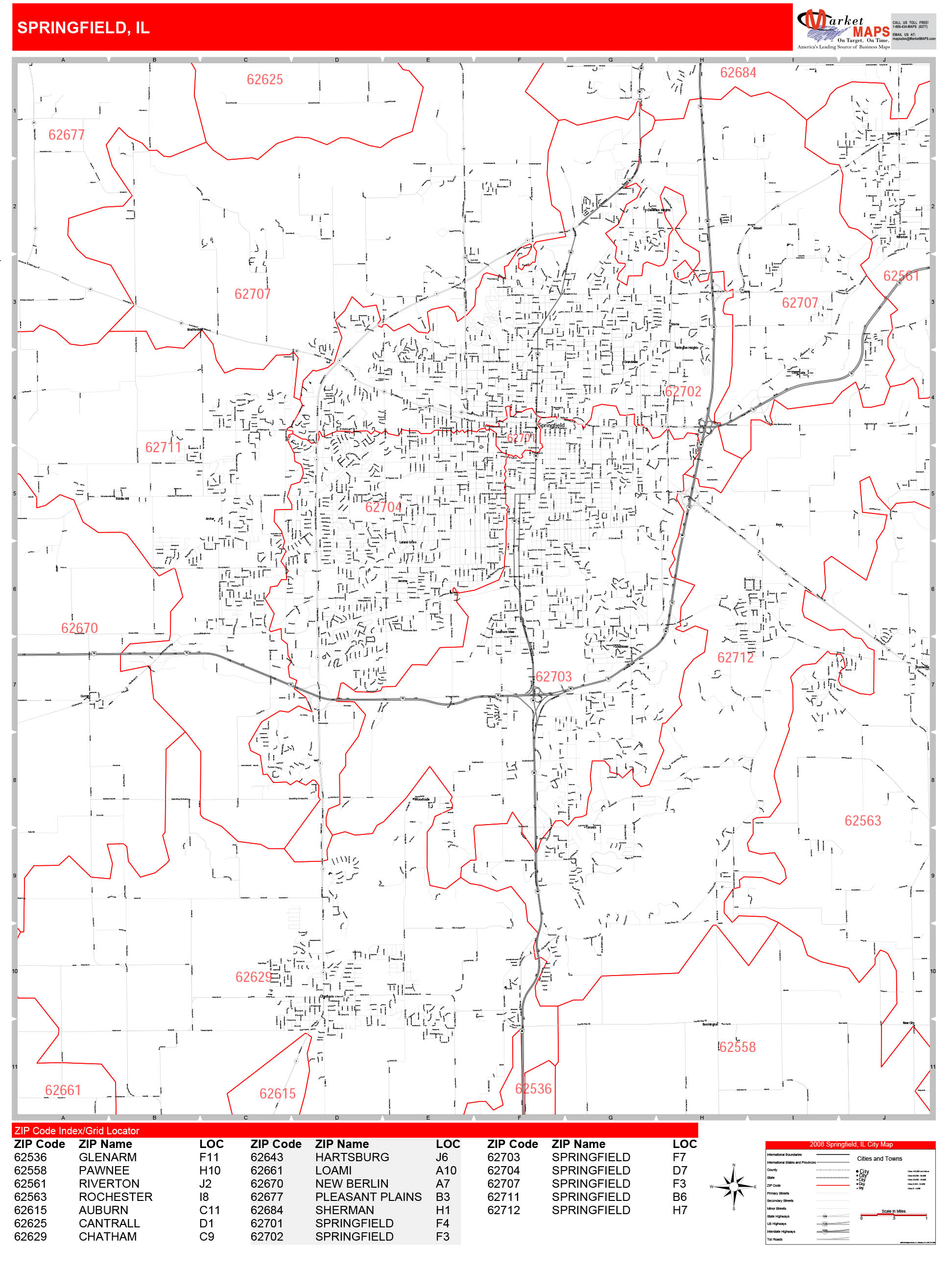 Springfield Illinois Wall Map Basic Style By Marketma vrogue.co