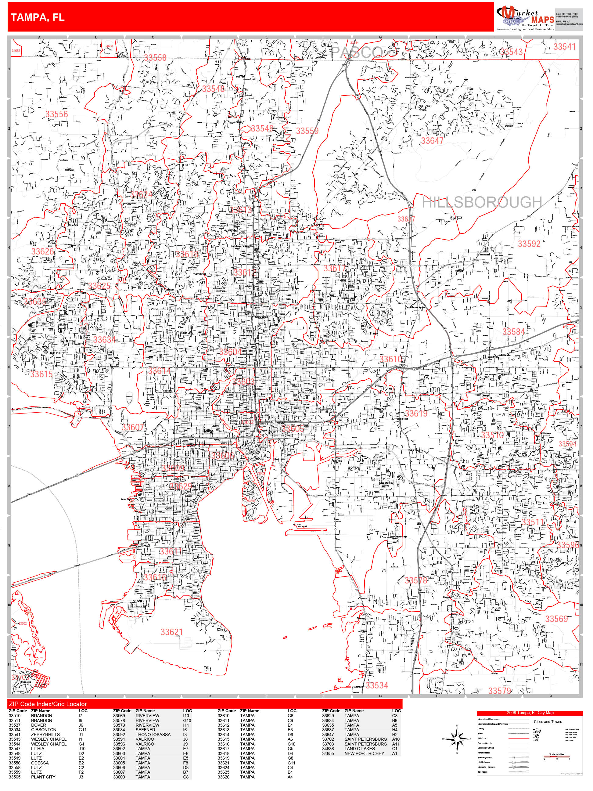 Tampa Zip Code Map