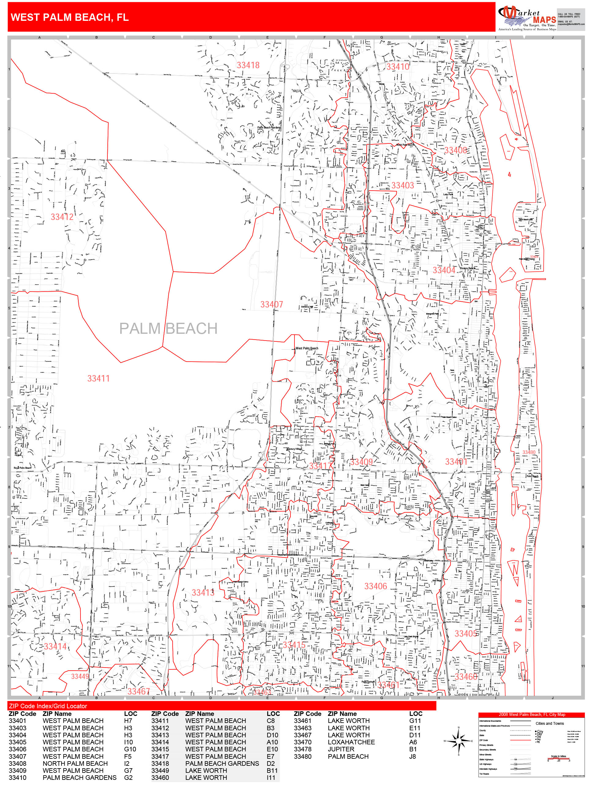 West Palm Beach Florida Zip Code Wall Map Red Line Style By Marketmaps My Xxx Hot Girl 8955