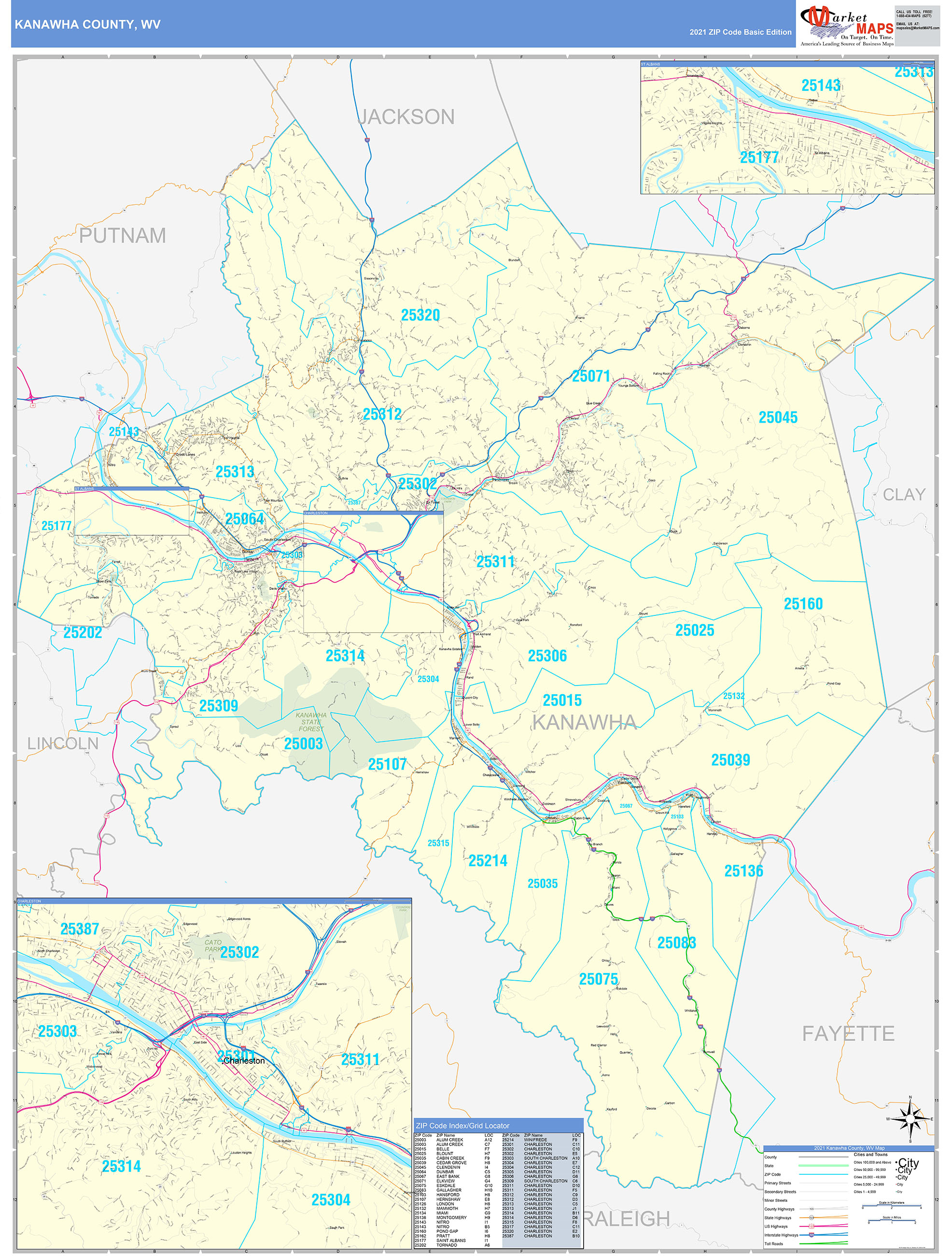 Kanawha County Map Cards