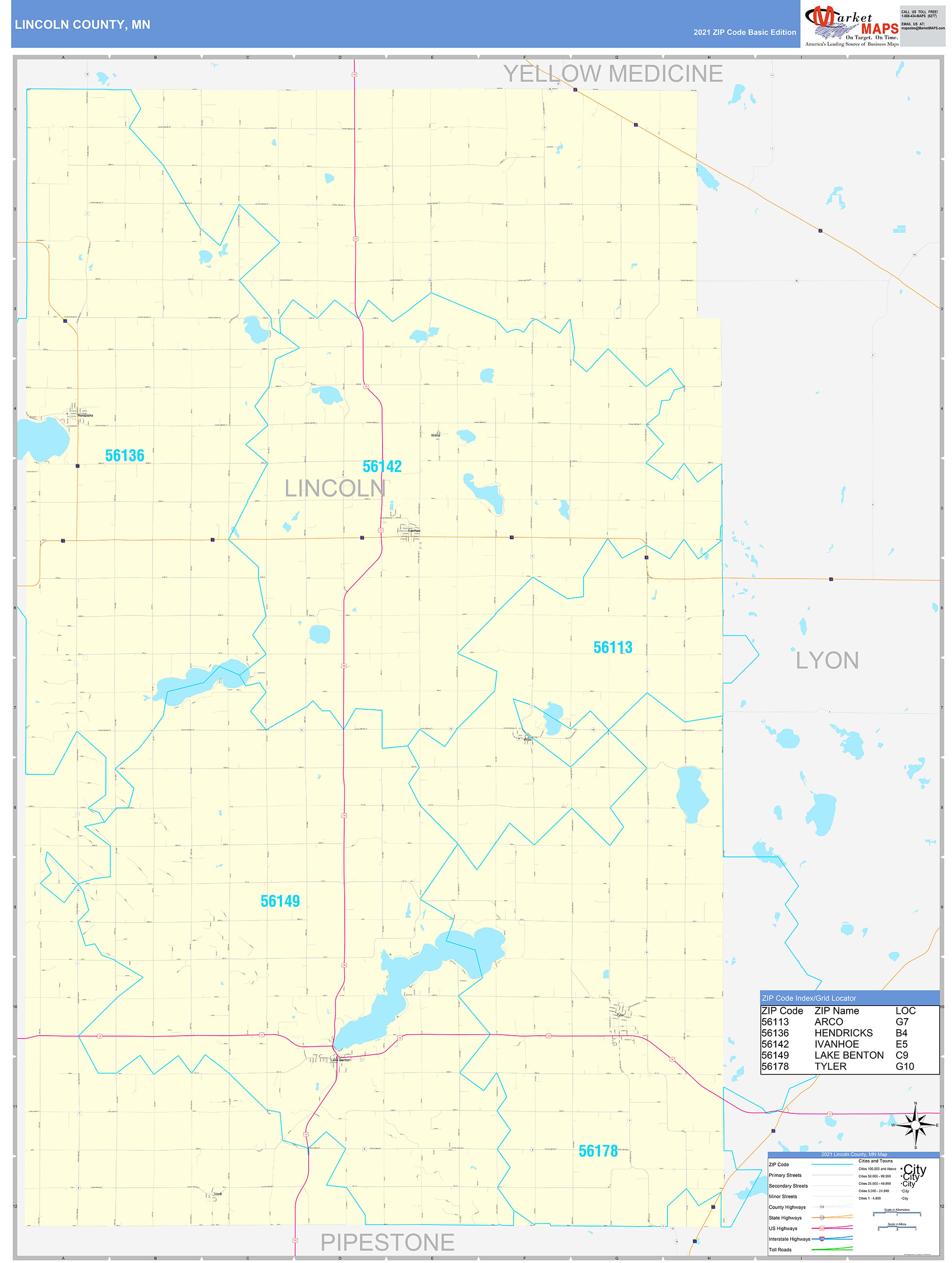 Lincoln County Me Wall Map Color Cast Style By Marketmaps | Images and ...