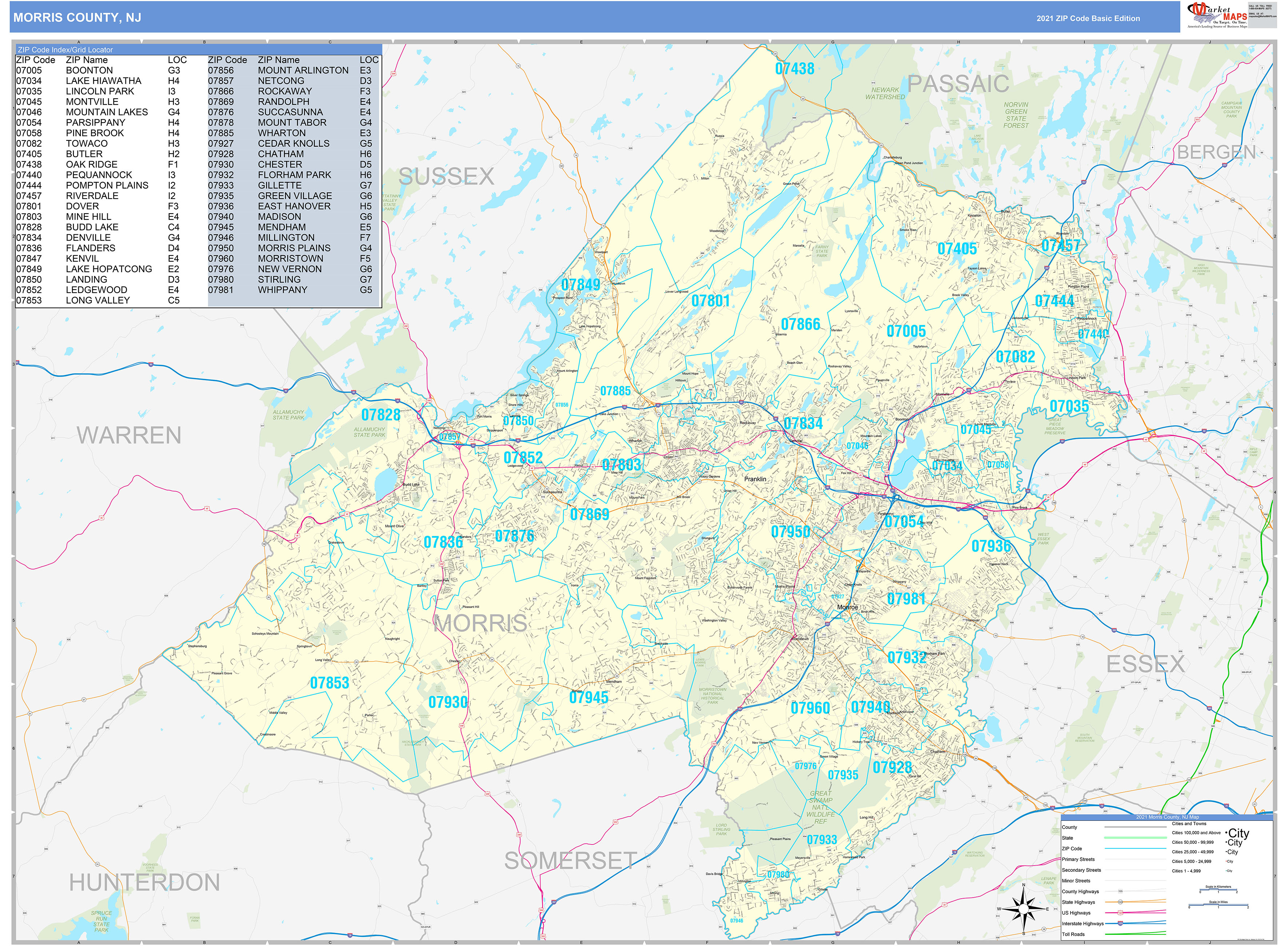 Morris County Nj Wall Map Premium Style By Marketmaps - vrogue.co