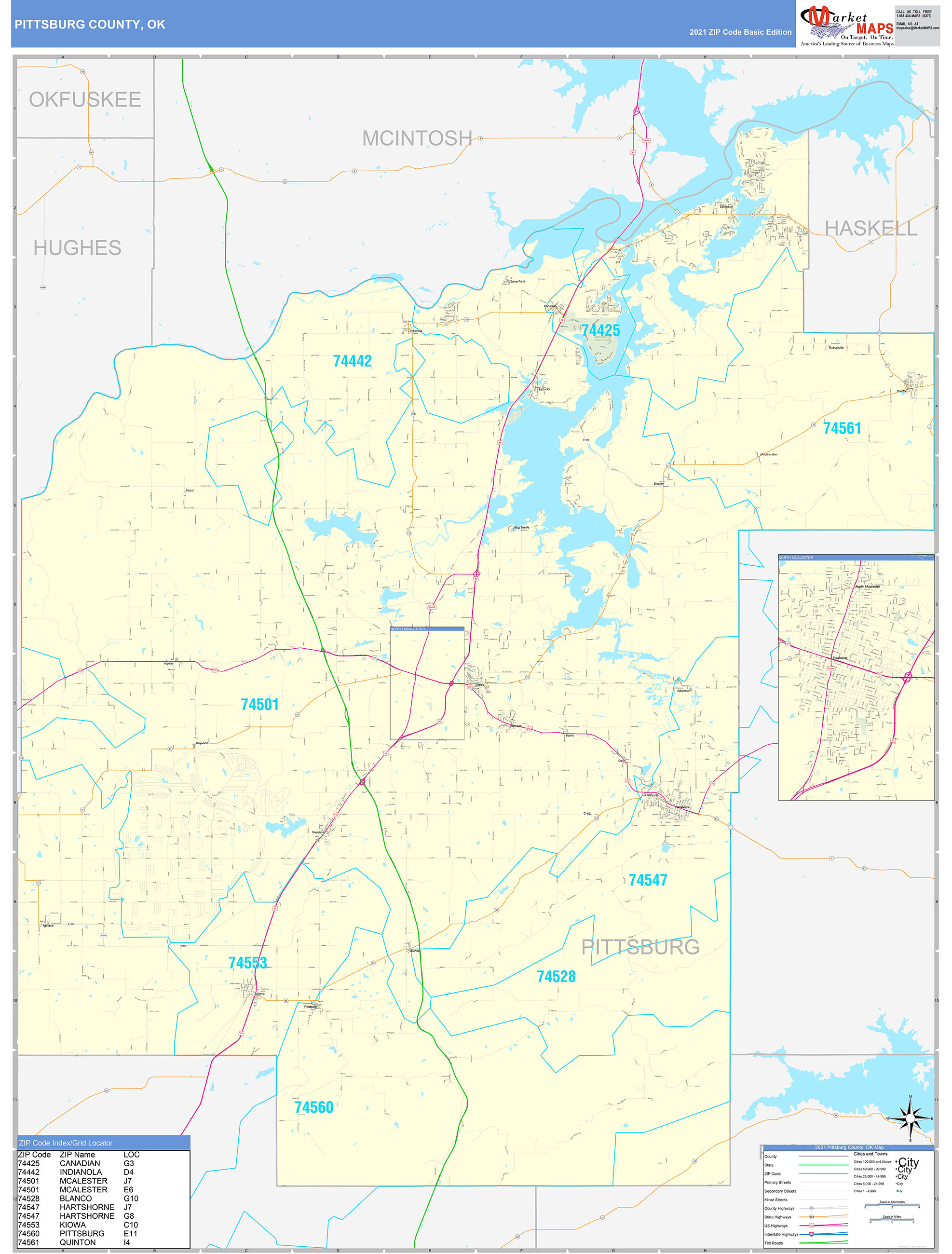 Pittsburg County Ok Wall Map Premium Style By Marketm - vrogue.co