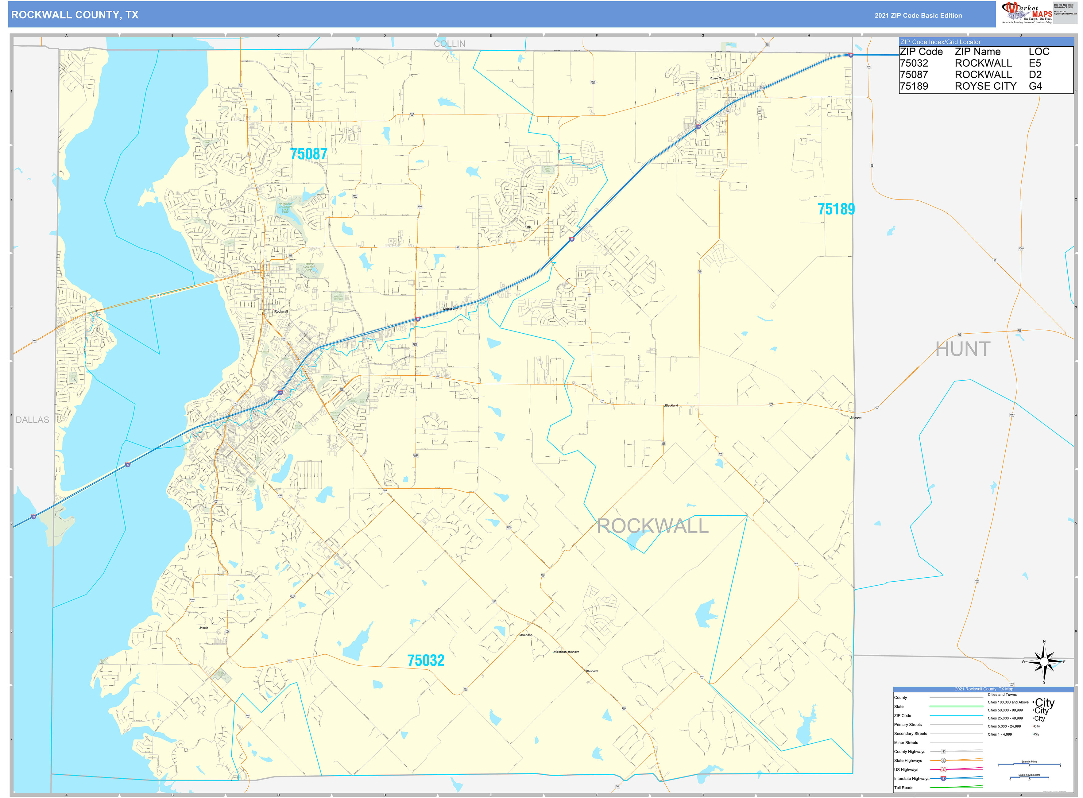 Rockwall County Tx Zip Code Wall Map Basic Style By Marketmaps Mapsales 8387