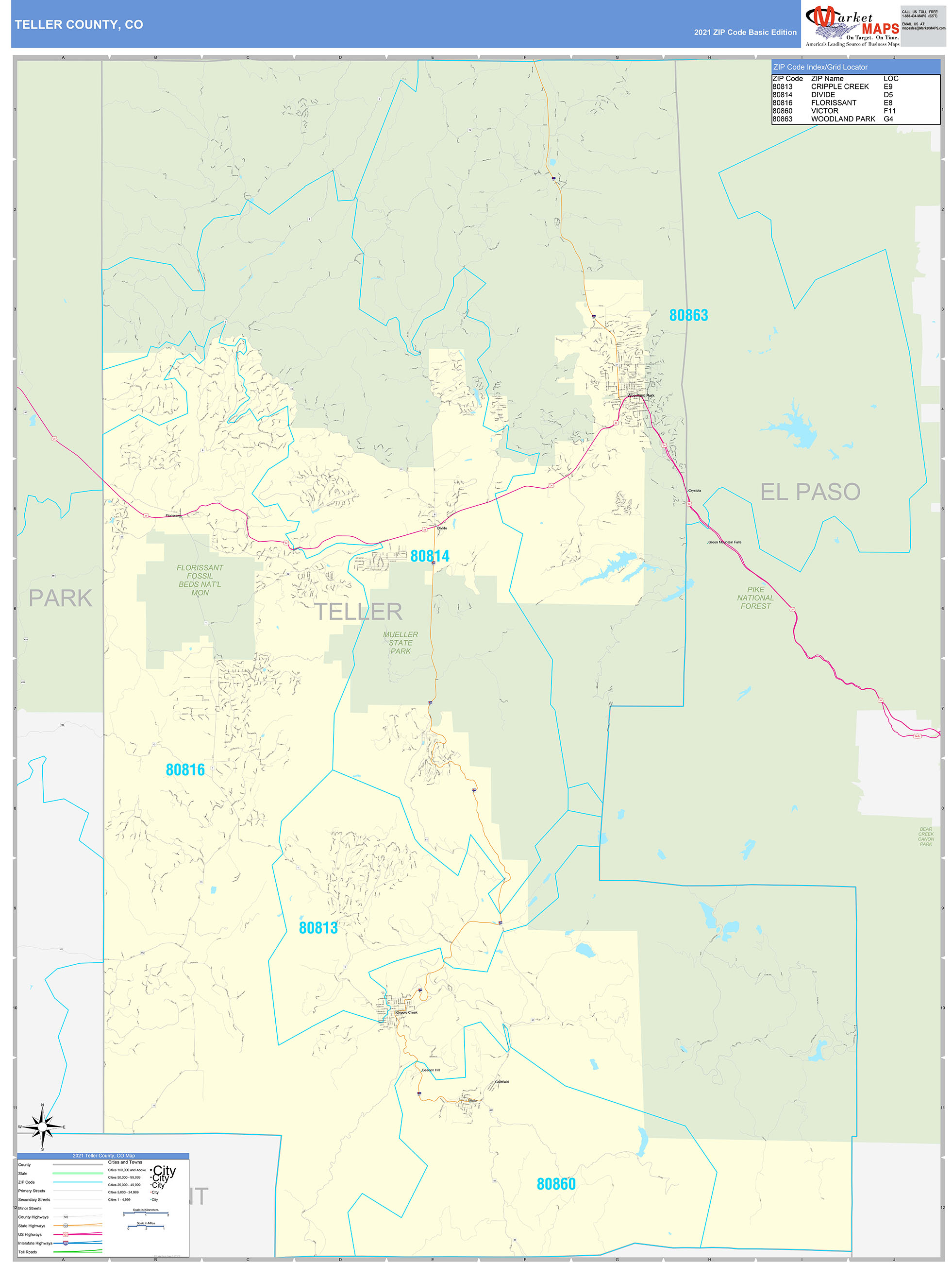 Teller County Zip Code Map 0402