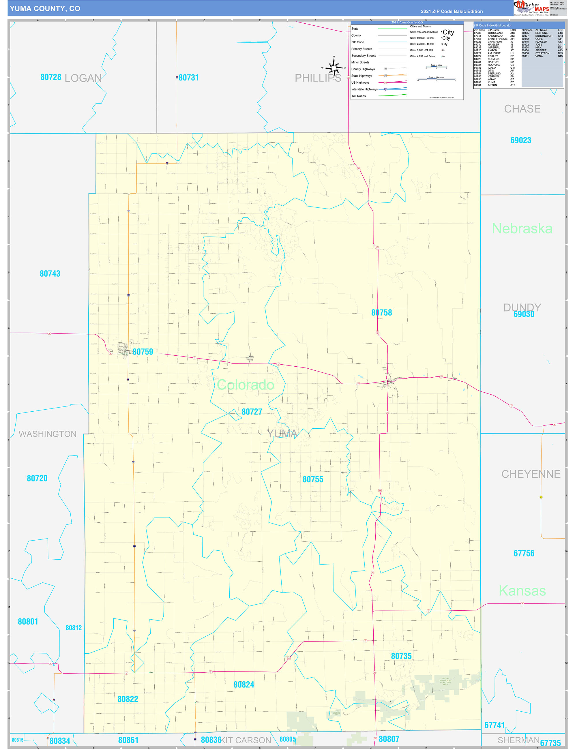 Yuma County Co Wall Map Color Cast Style By Marketmaps Mapsales Vrogue 2283