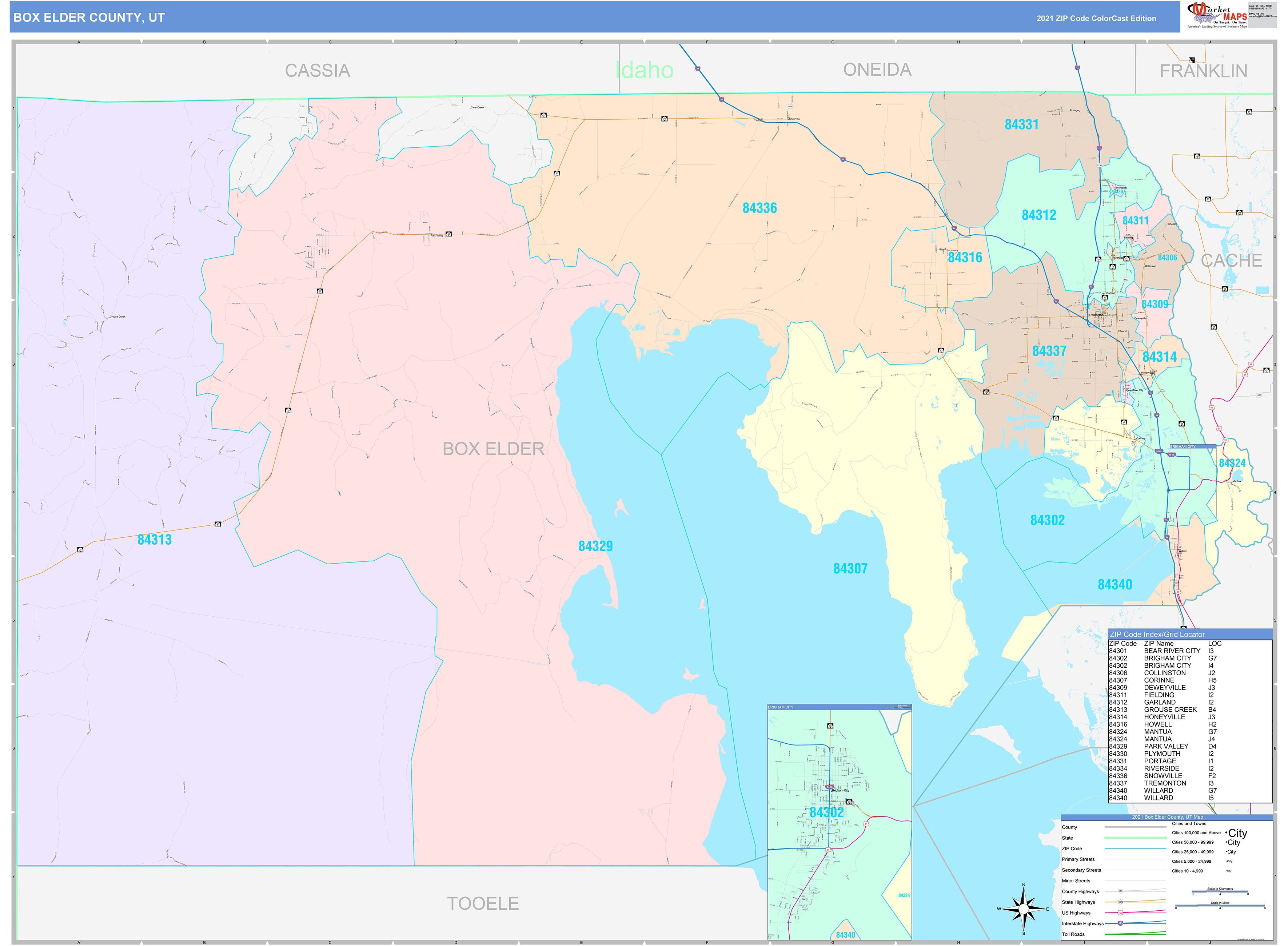 Box Elder County, UT Wall Map Color Cast Style by MarketMAPS - MapSales