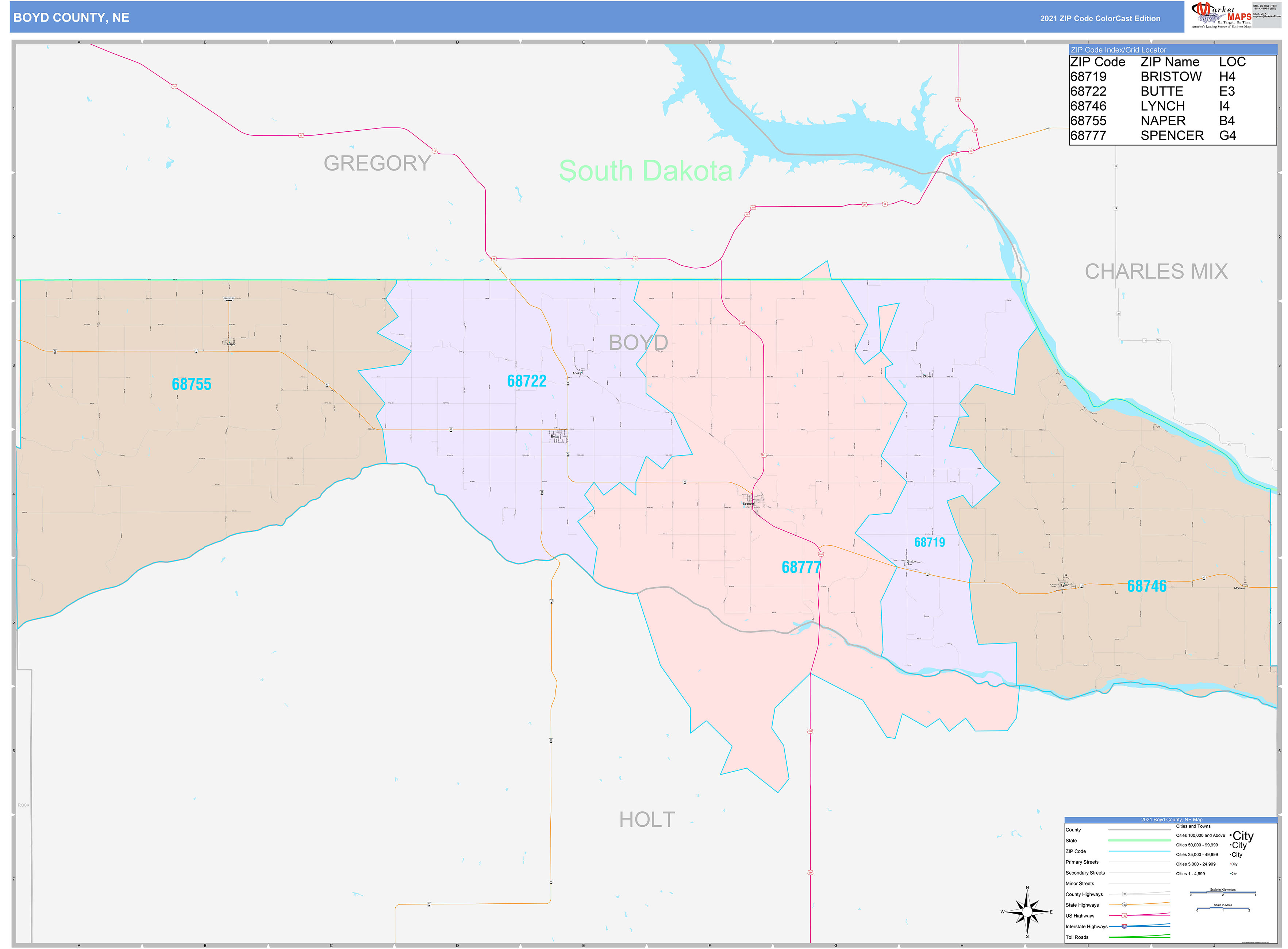 Boyd County NE Wall Map Color Cast Style By MarketMAPS MapSales Com   Boyd NE 